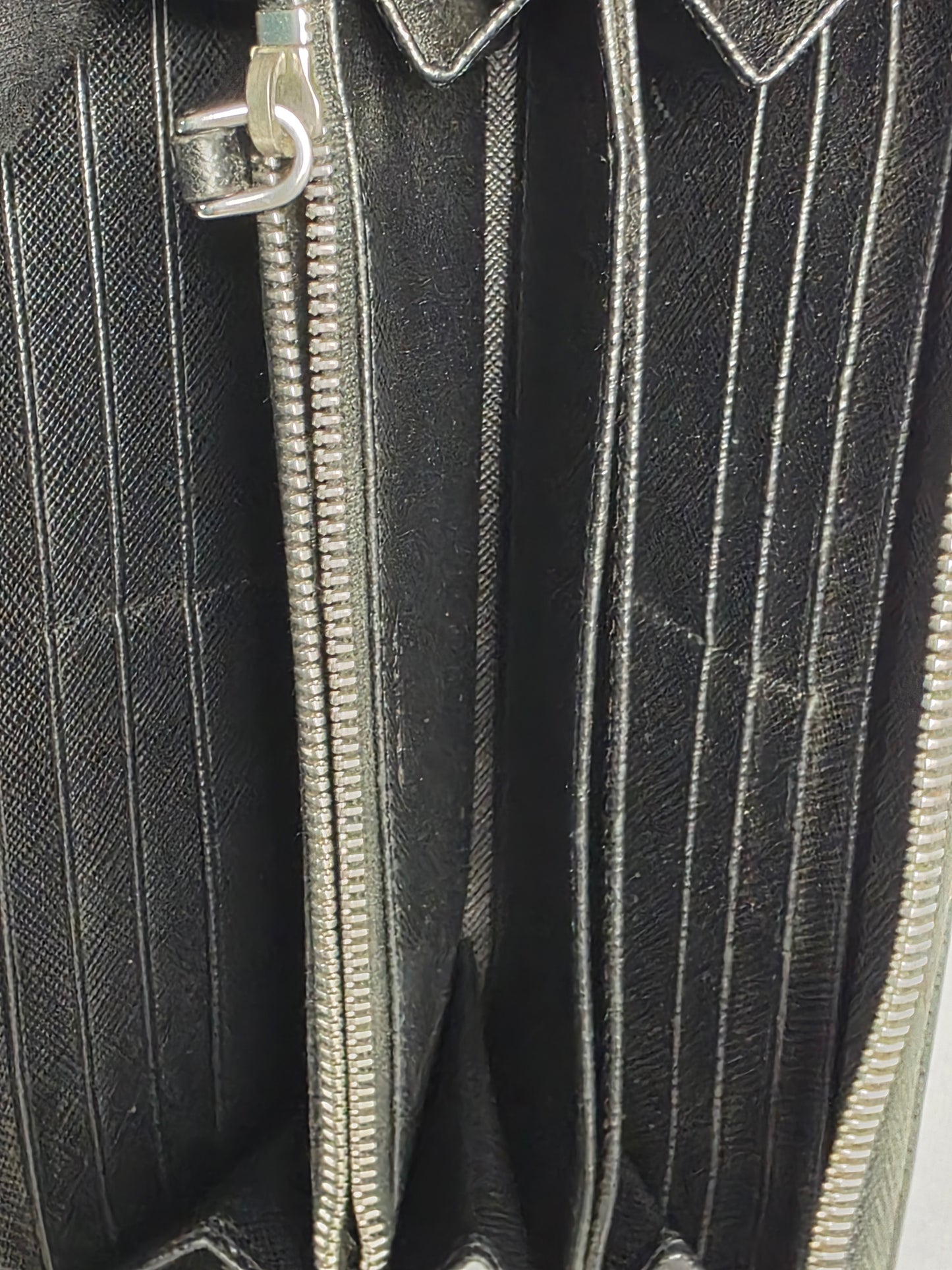 Prada Black Saffiano Leather Zip-Around Long Wallet