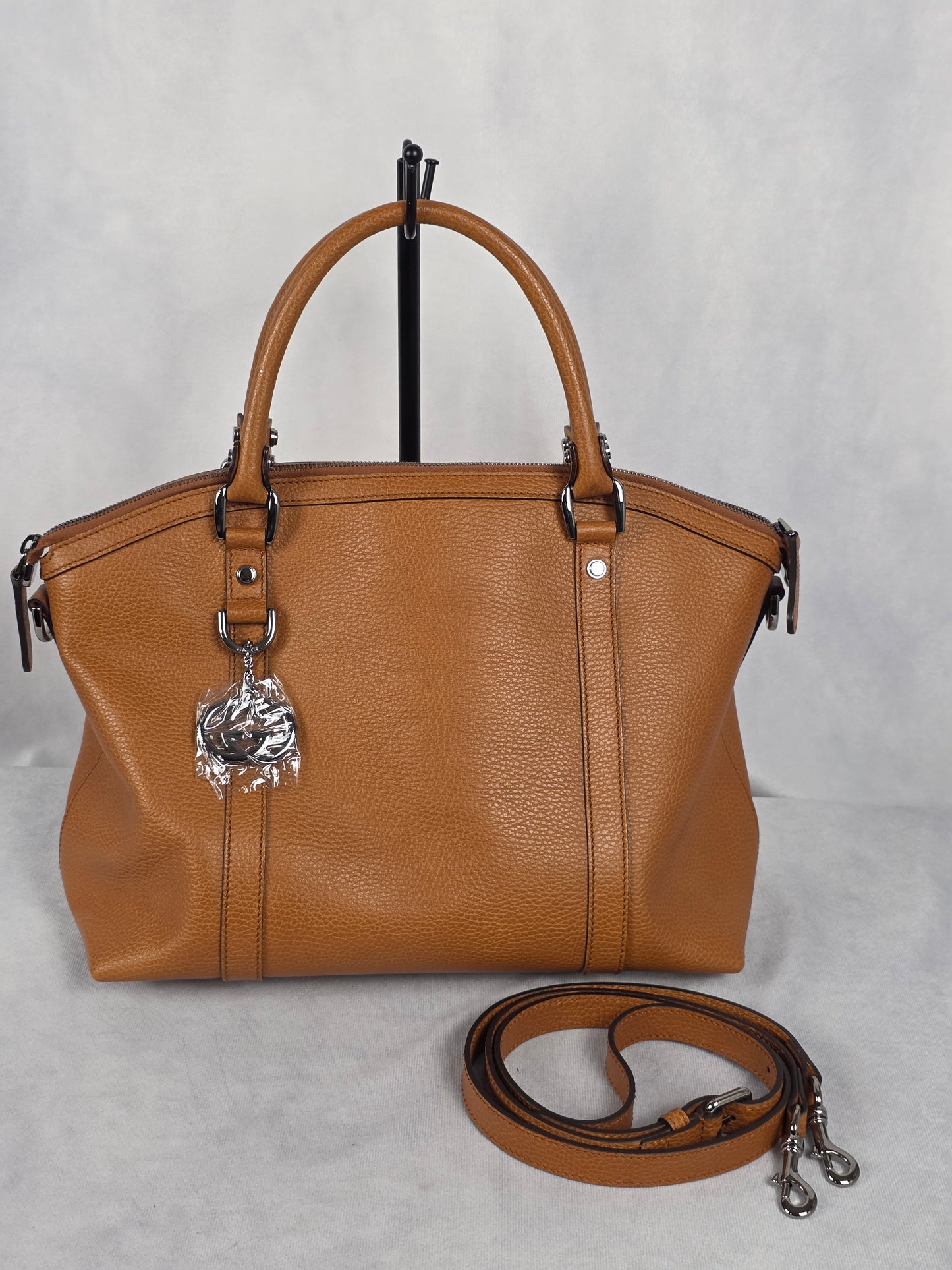 Gucci Cinnamon Colored Leather GG Charm Dome Satchel (Medium)