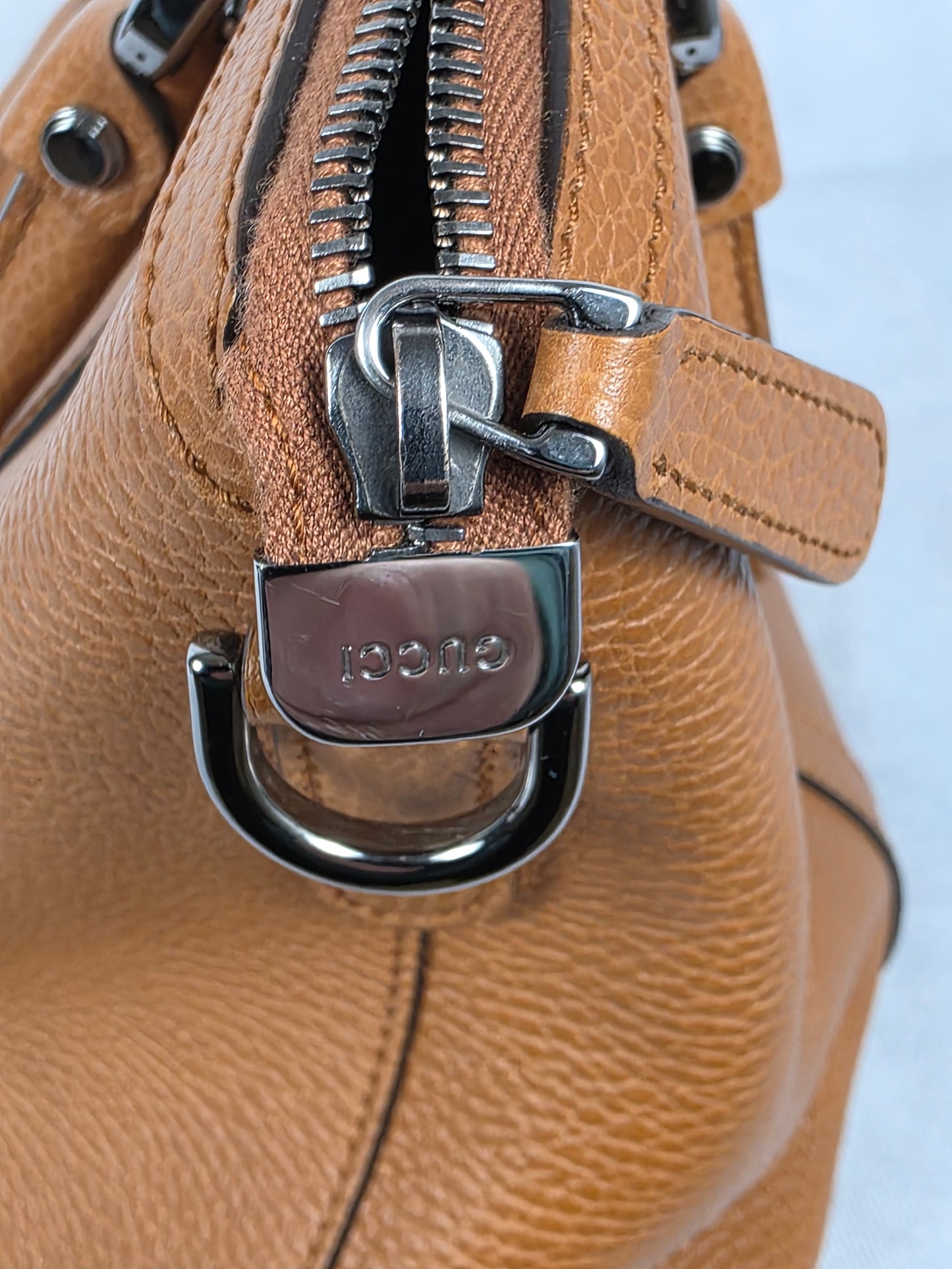 Gucci Cinnamon Colored Leather GG Charm Dome Satchel (Medium)