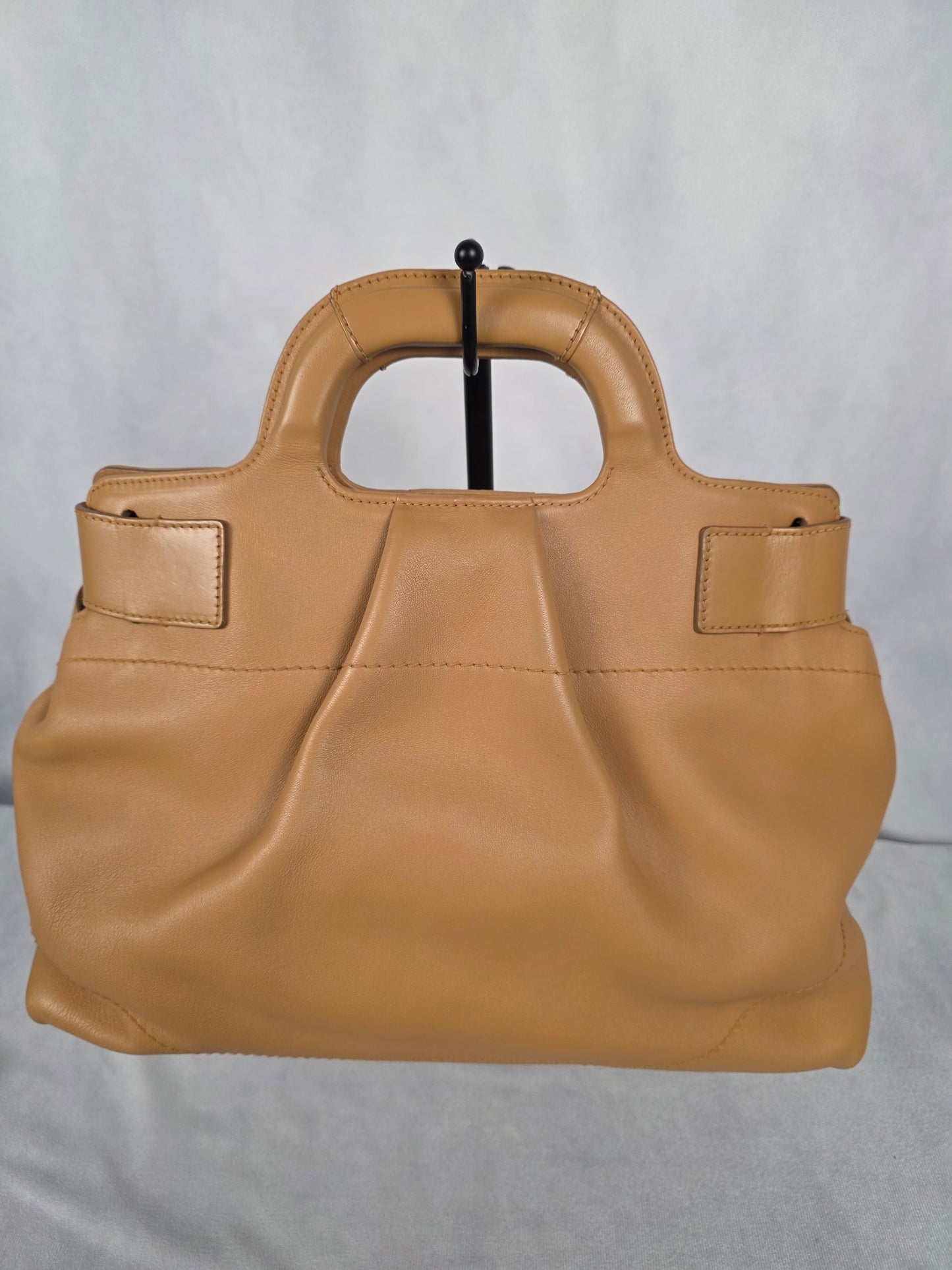 Ferragamo Brown Gancini Top Handle Bag with Shoulder Strap