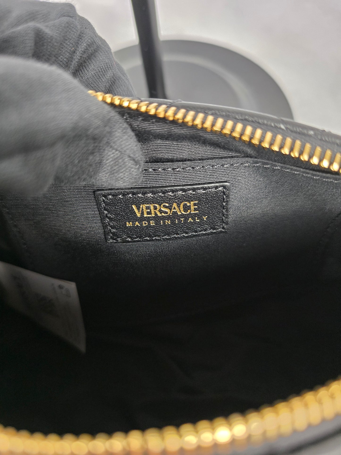 Versace Black Quilted Lambskin Leather Crossbody - New
