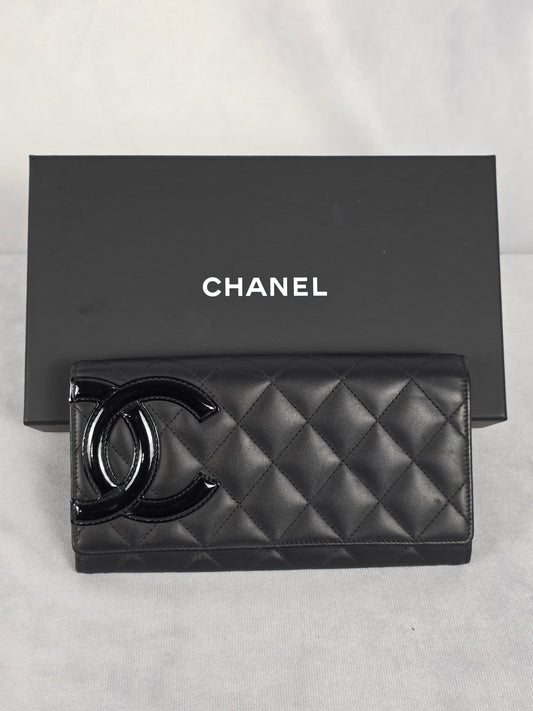 Chanel Black Cambion Continental Flap Wallet