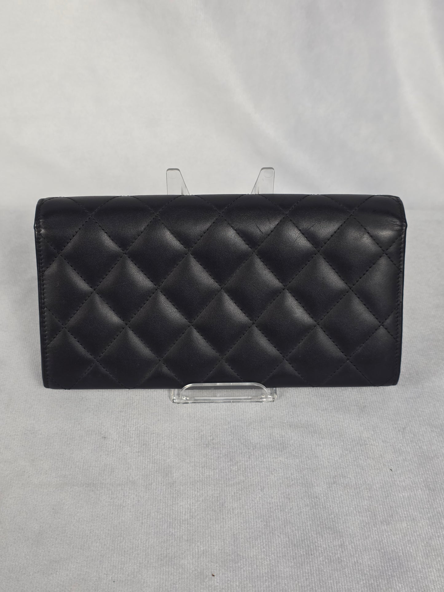 Chanel Black Cambion Continental Flap Wallet
