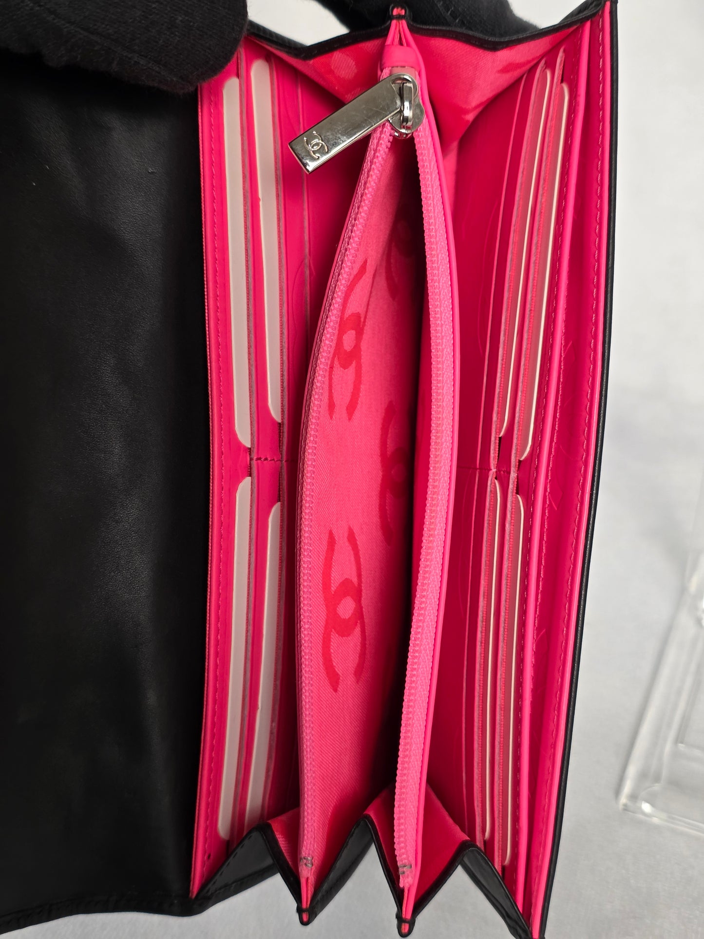 Chanel Black Cambion Continental Flap Wallet