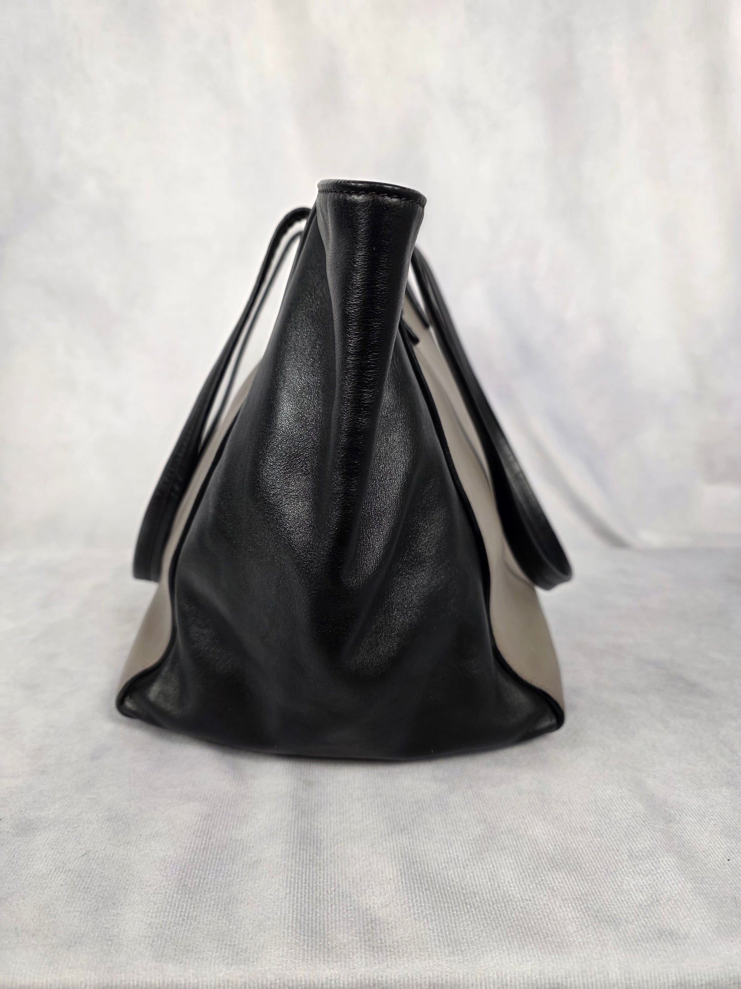 Prada Black and Gray Soft Calf Bicolor Tote