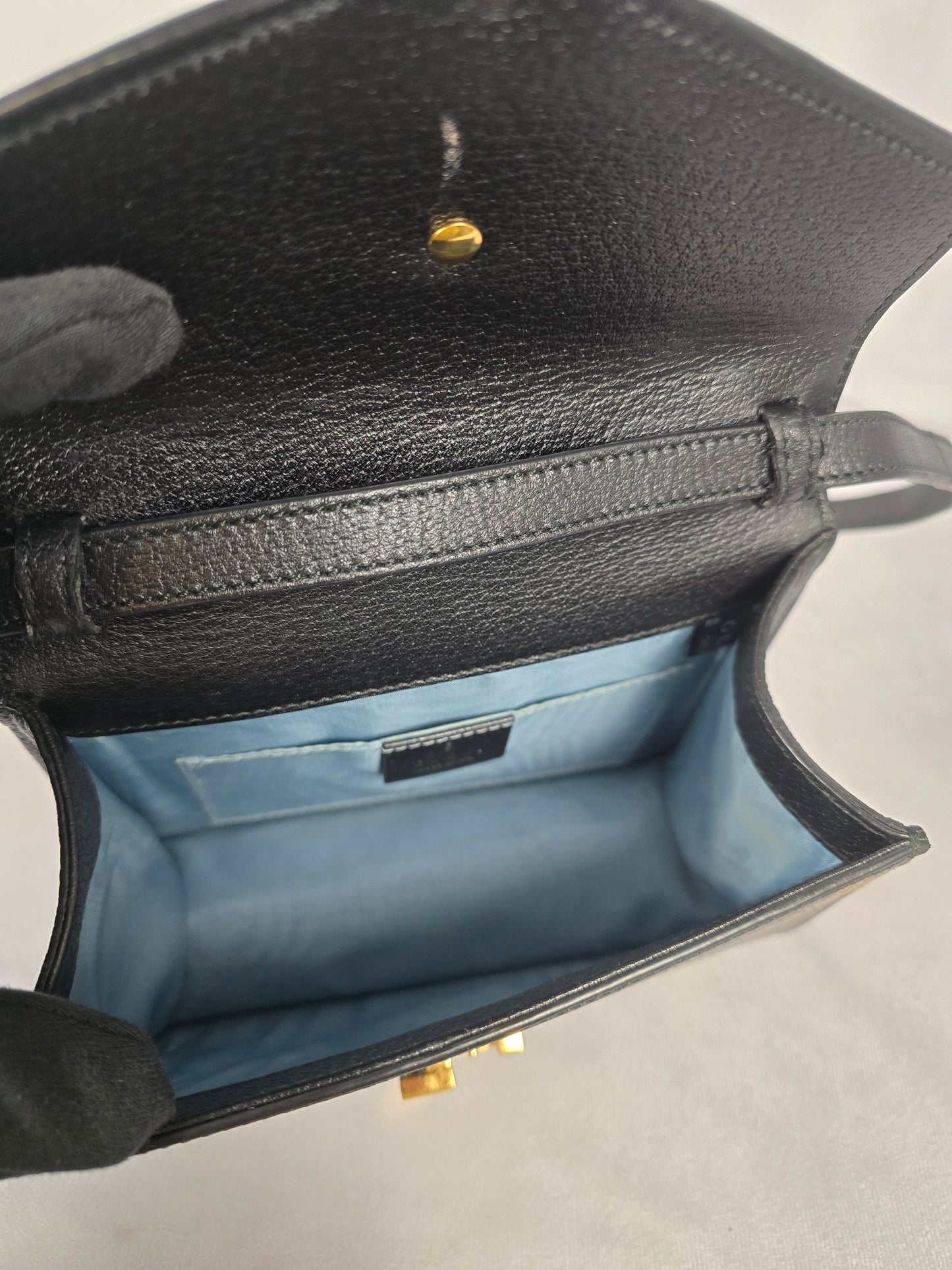 Gucci Sylvie Bee and Star Black Mini Top Handle Bag