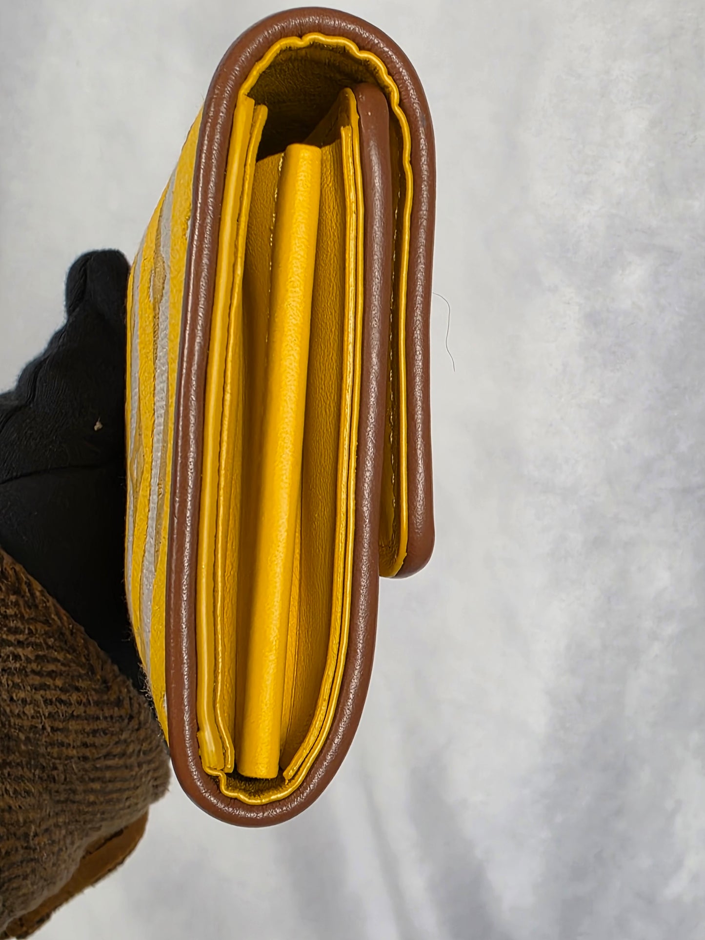 Louis Vuitton Limited Edition Yellow and Cream Portefeuille Capucines Striped Long Wallet