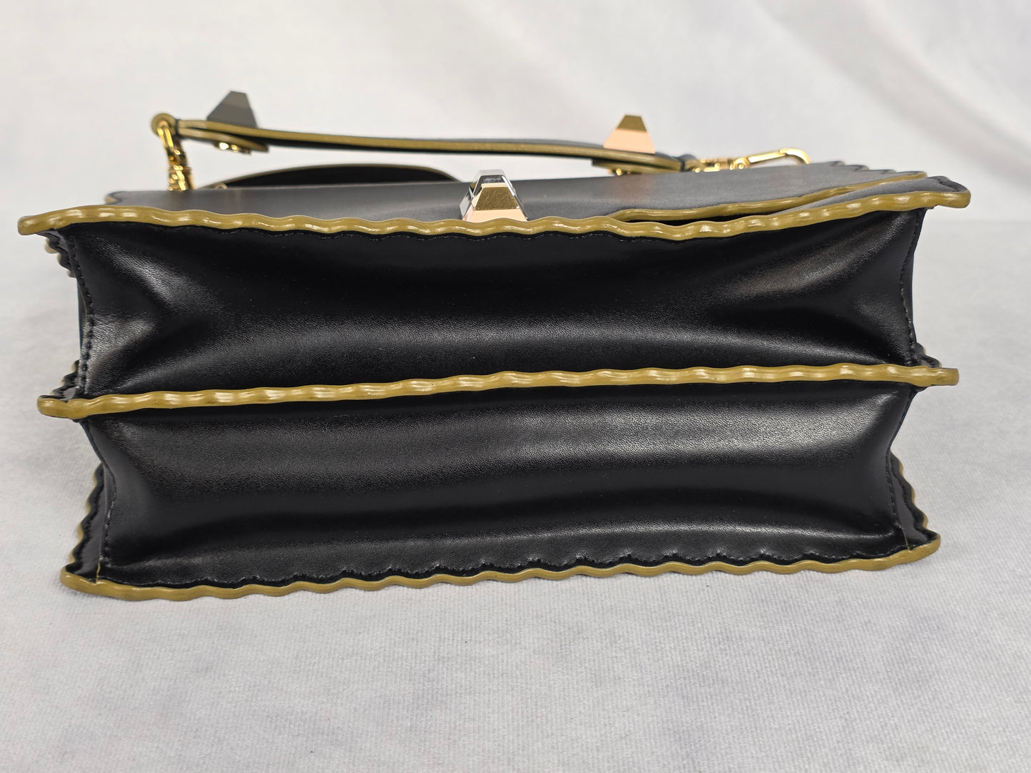 Fendi Black with Gold Trim Medium Kan I Shoulder Bag