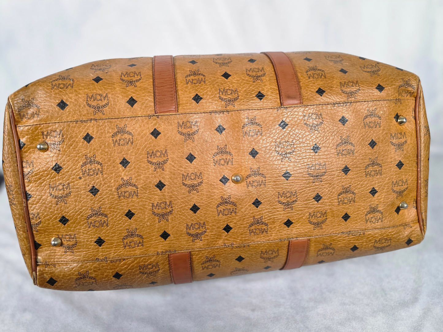 MCM Visetos Monogram Boston Duffle Travel Bag, Size 48