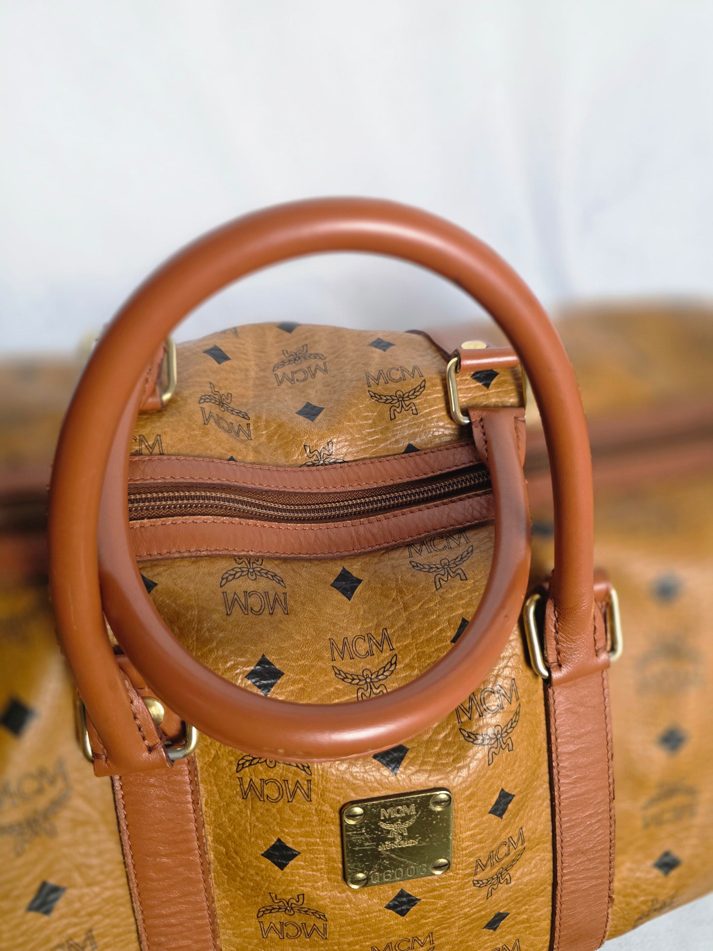 MCM Visetos Monogram Boston Duffle Travel Bag, Size 48