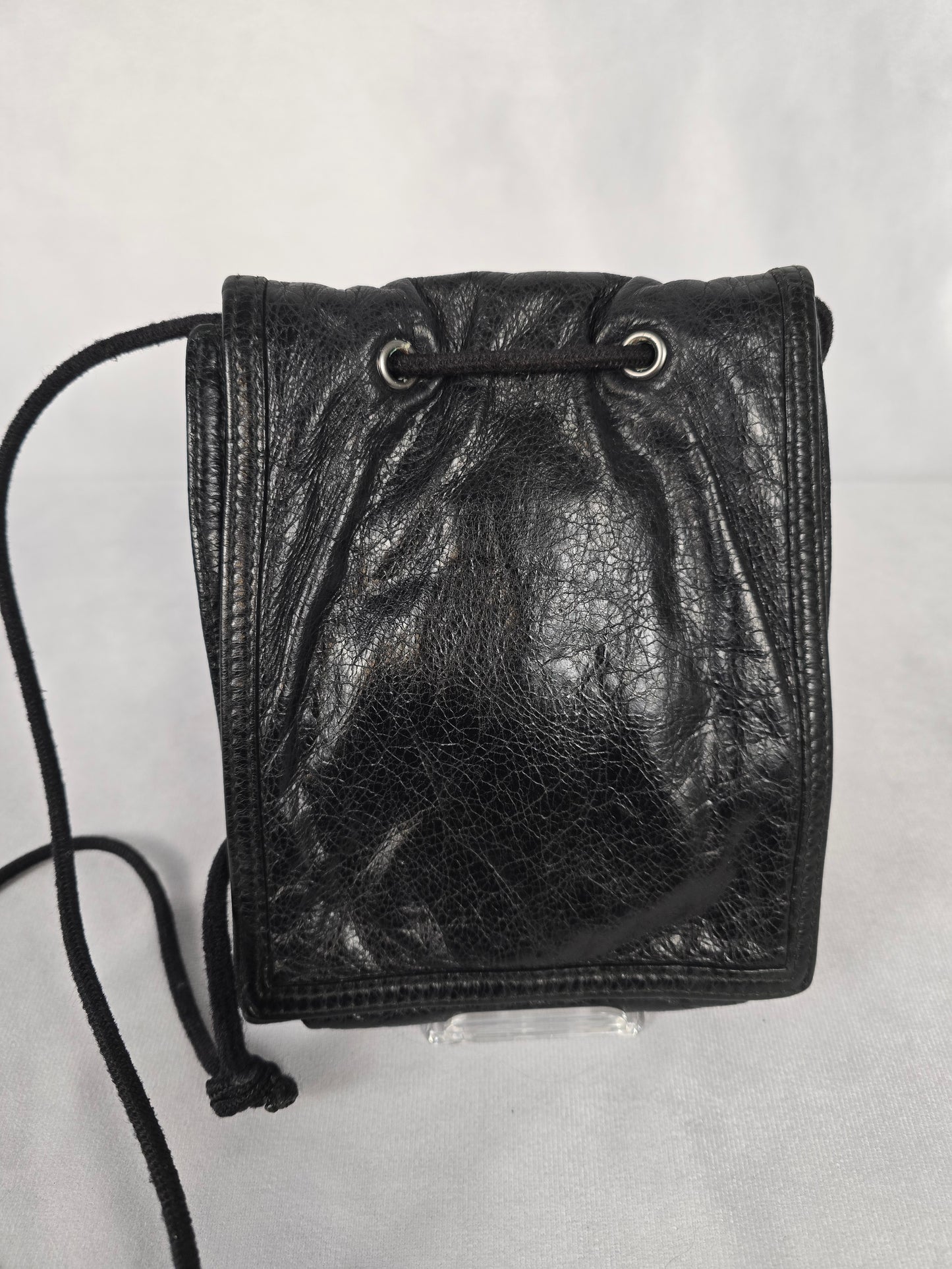 Balenciaga Explorer Pouch in Black Arena Lambskin Leather