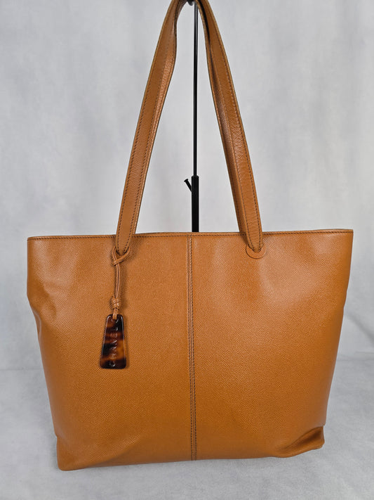 Chanel Tan Leather Tote with Tortoise Shell Tag
