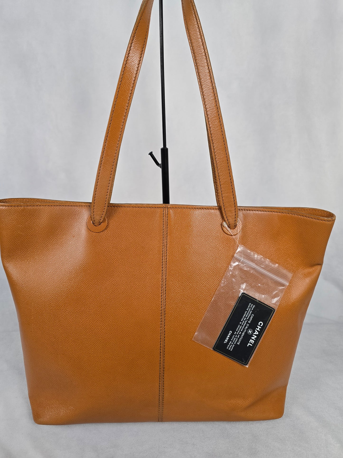 Chanel Tan Leather Tote with Tortoise Shell Tag