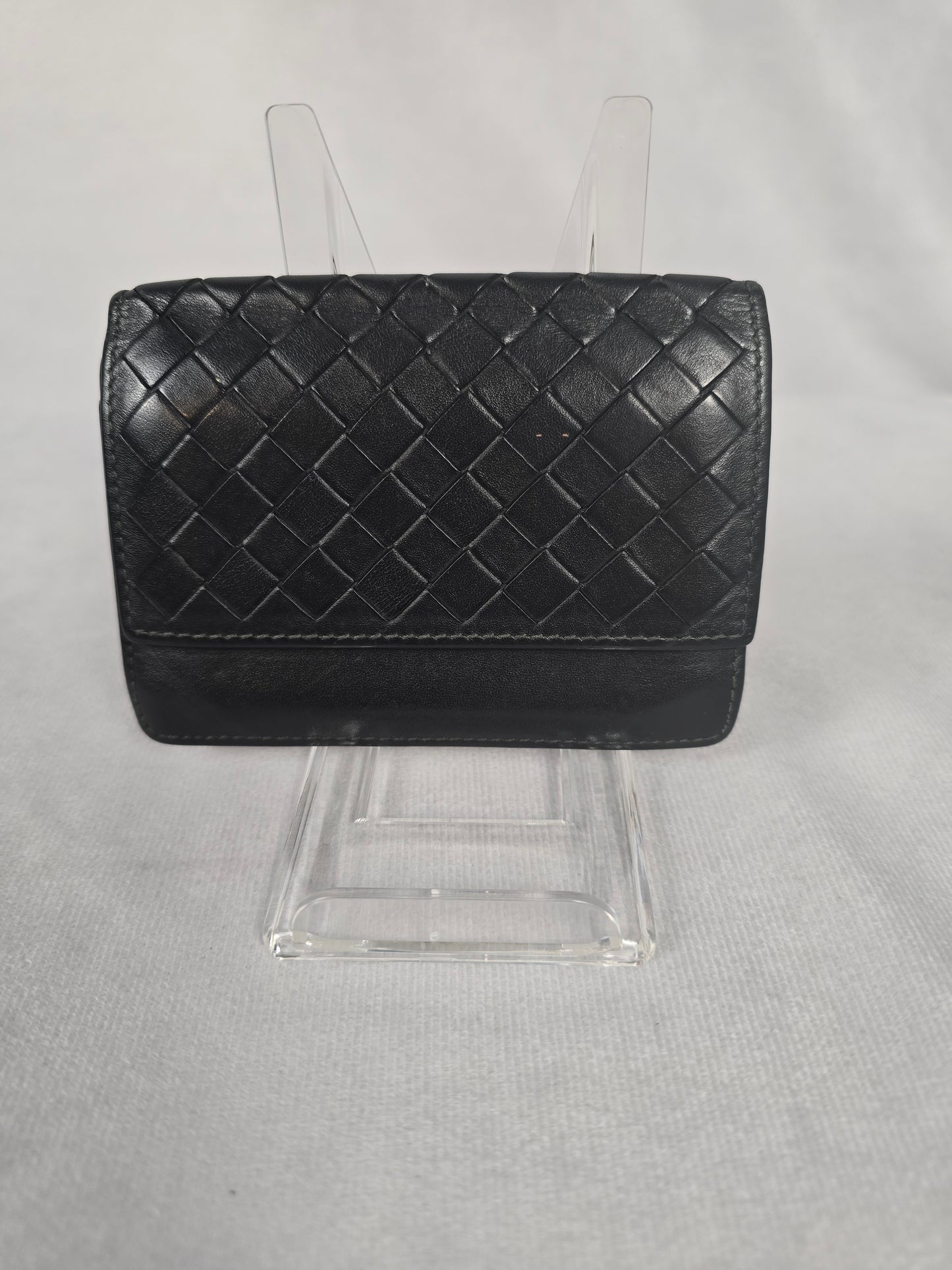 Bottega Veneta Black Intrecciato Leather Wallet/Card Holder
