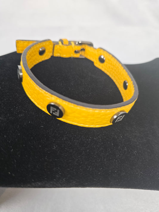 Fendi Yellow Leather Bracelet/Collar