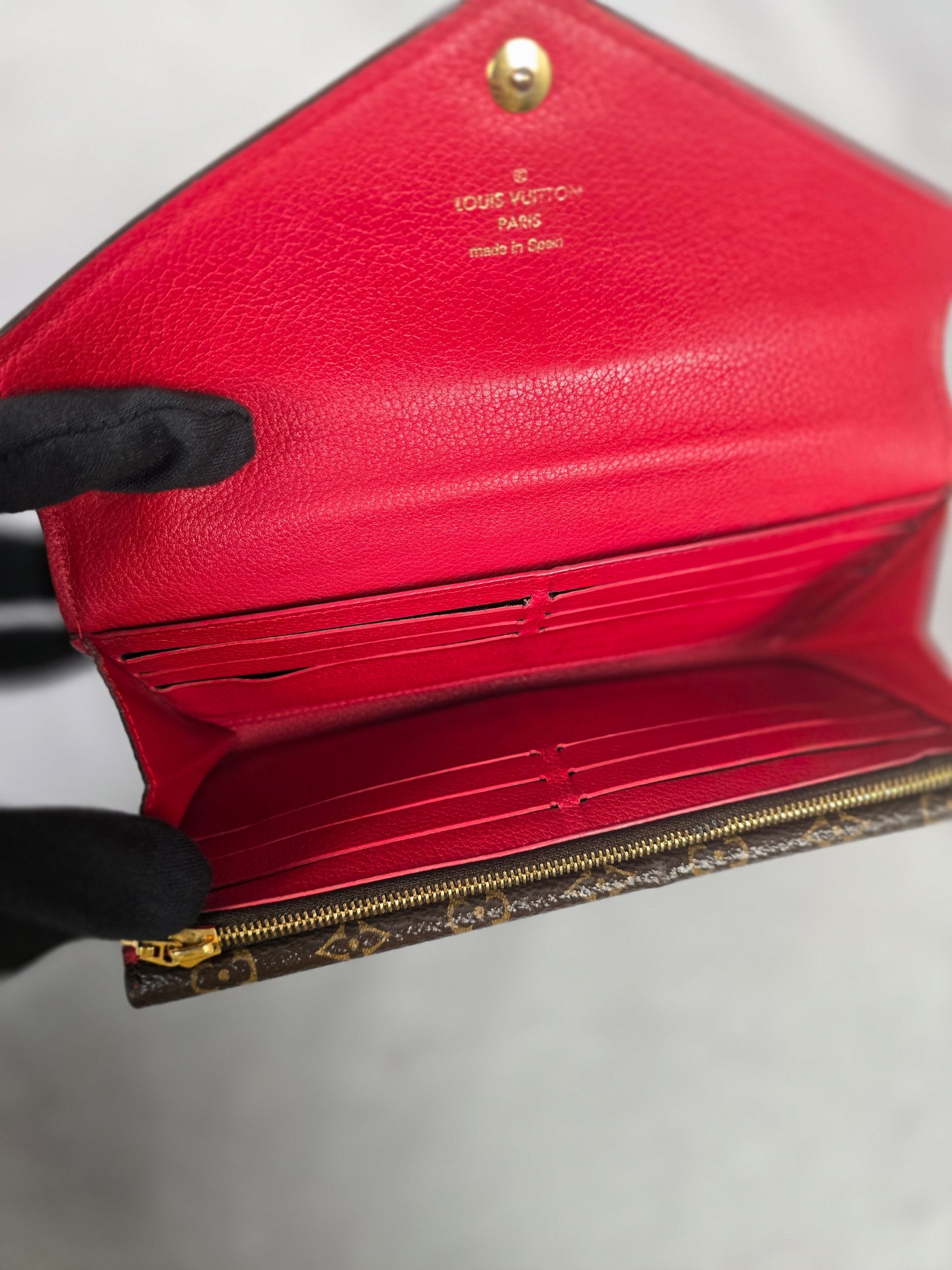 Louis Vuitton Monogram Double V Wallet in Red Leather and LV Coated Canvas