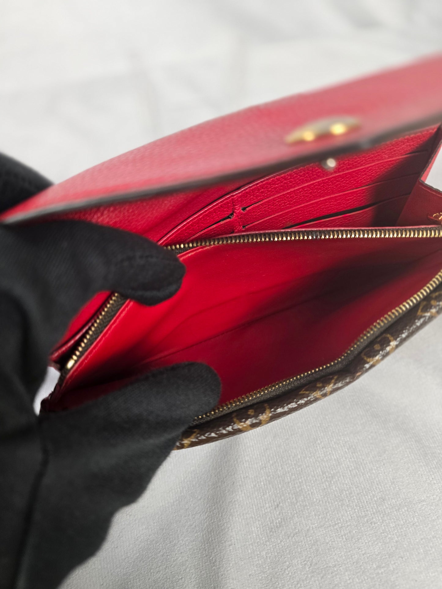 Louis Vuitton Monogram Double V Wallet in Red Leather and LV Coated Canvas