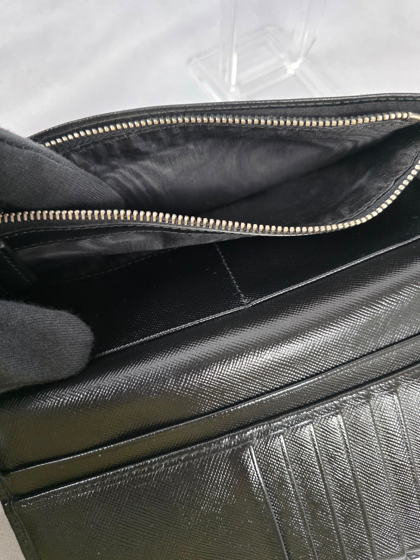 Prada Black Leather Long Wallet