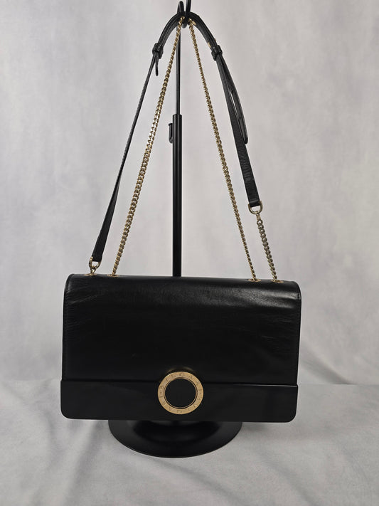 Bvlgari Black Leather and Perspex Flap Cover Shoulder Bag