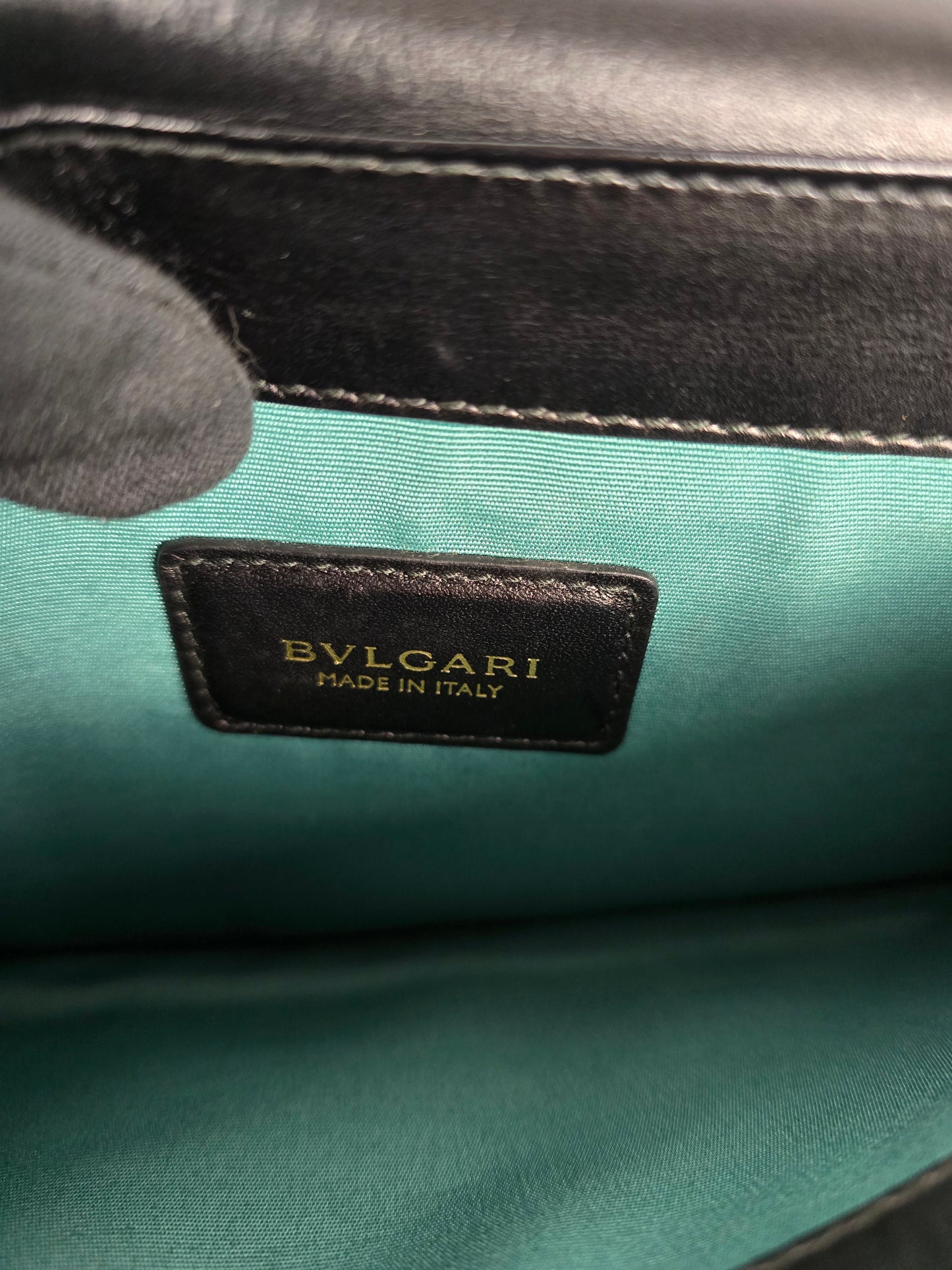 Bvlgari Black Leather and Perspex Flap Cover Shoulder Bag