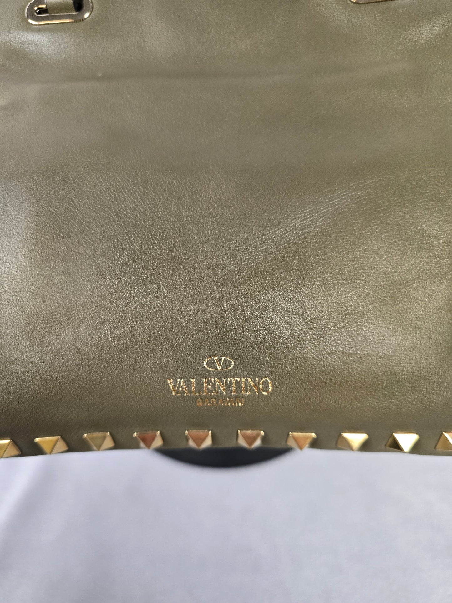 Valentino Garavani Rockstud Olive Green Calfskin Leather Shoulder Bag