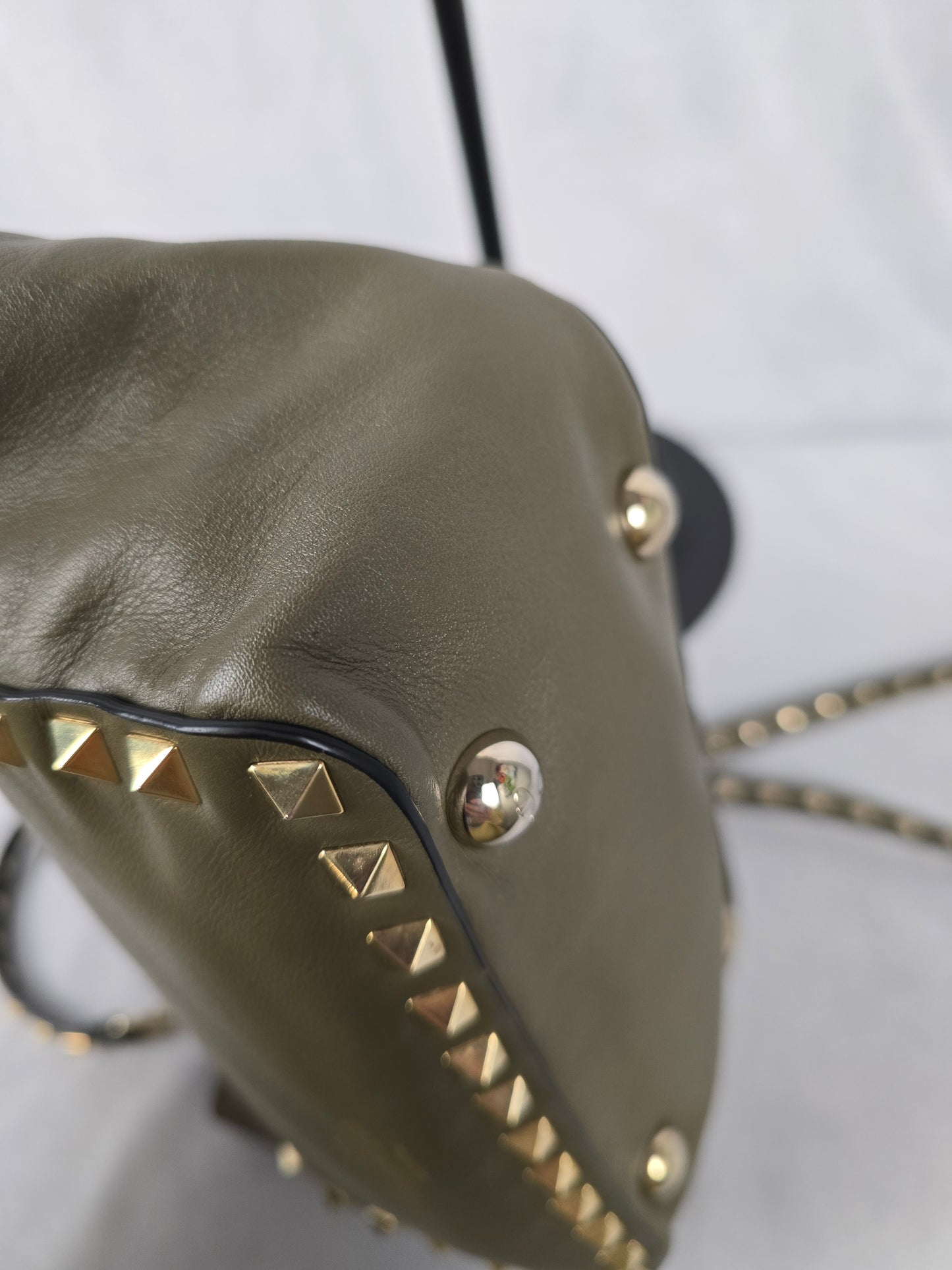 Valentino Garavani Rockstud Olive Green Calfskin Leather Shoulder Bag