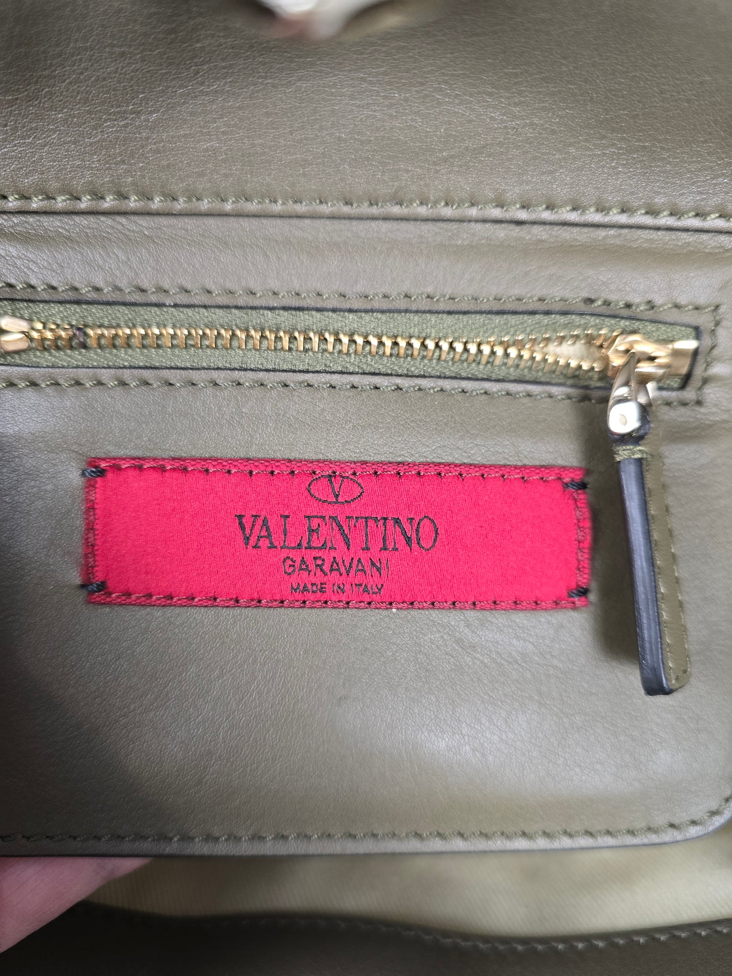 Valentino Garavani Rockstud Olive Green Calfskin Leather Shoulder Bag