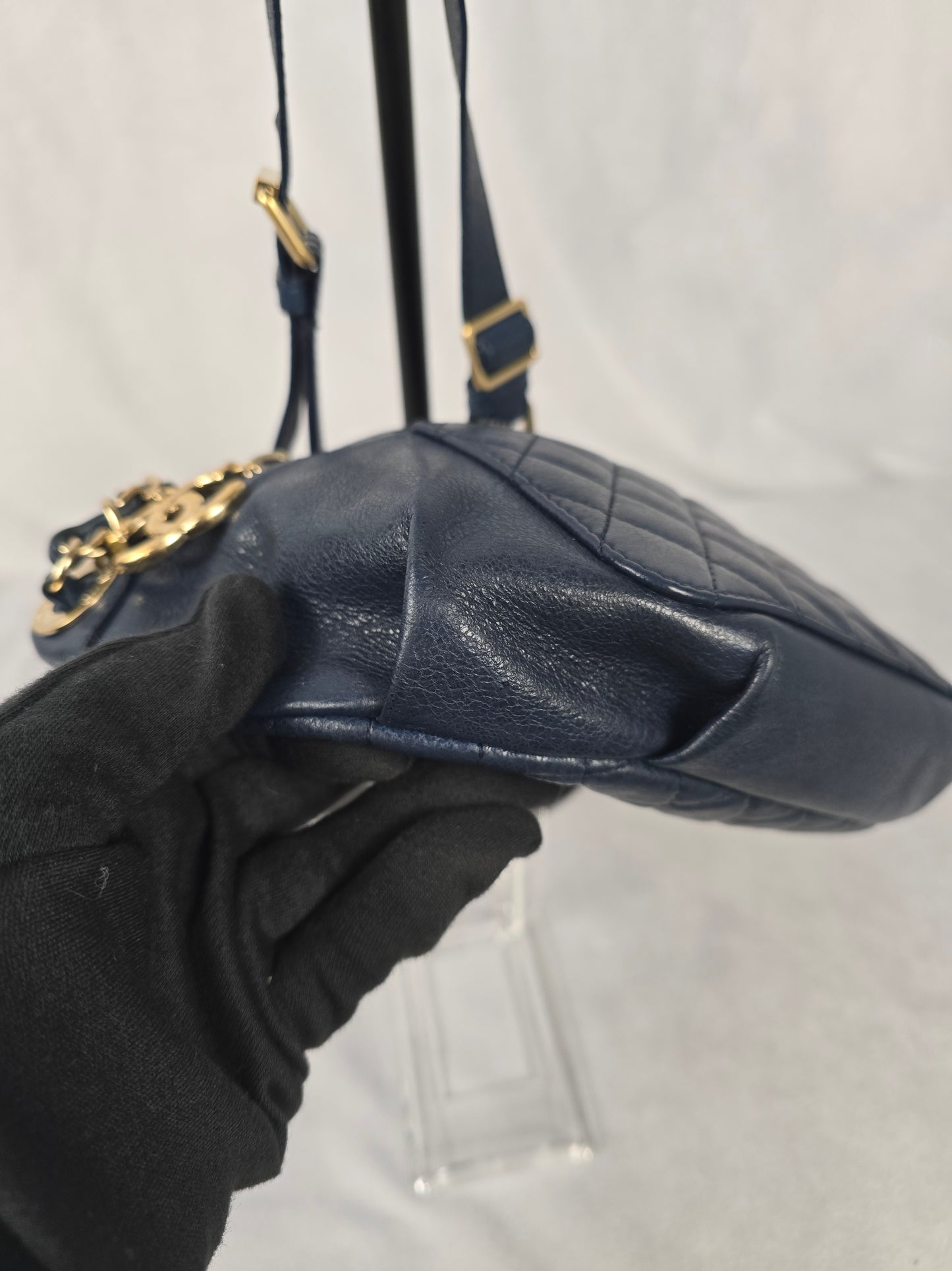 Chanel Bi Classic Waist Bag in Blue Glazed Quilted Lambskin