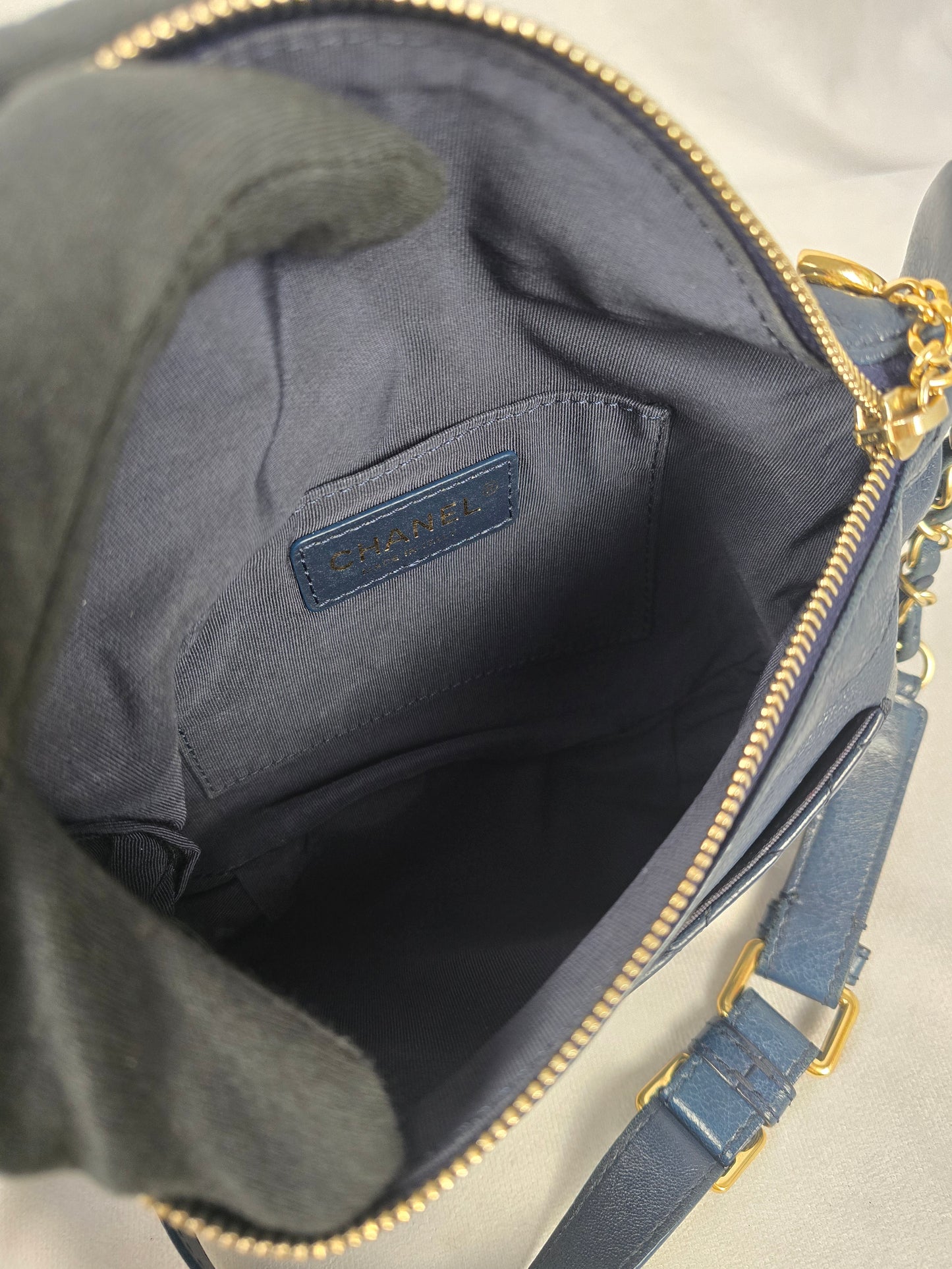 Chanel Bi Classic Waist Bag in Blue Glazed Quilted Lambskin