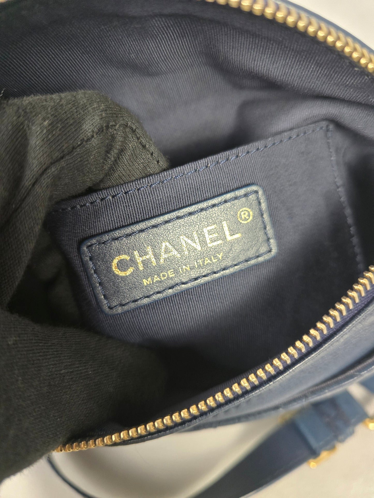 Chanel Bi Classic Waist Bag in Blue Glazed Quilted Lambskin