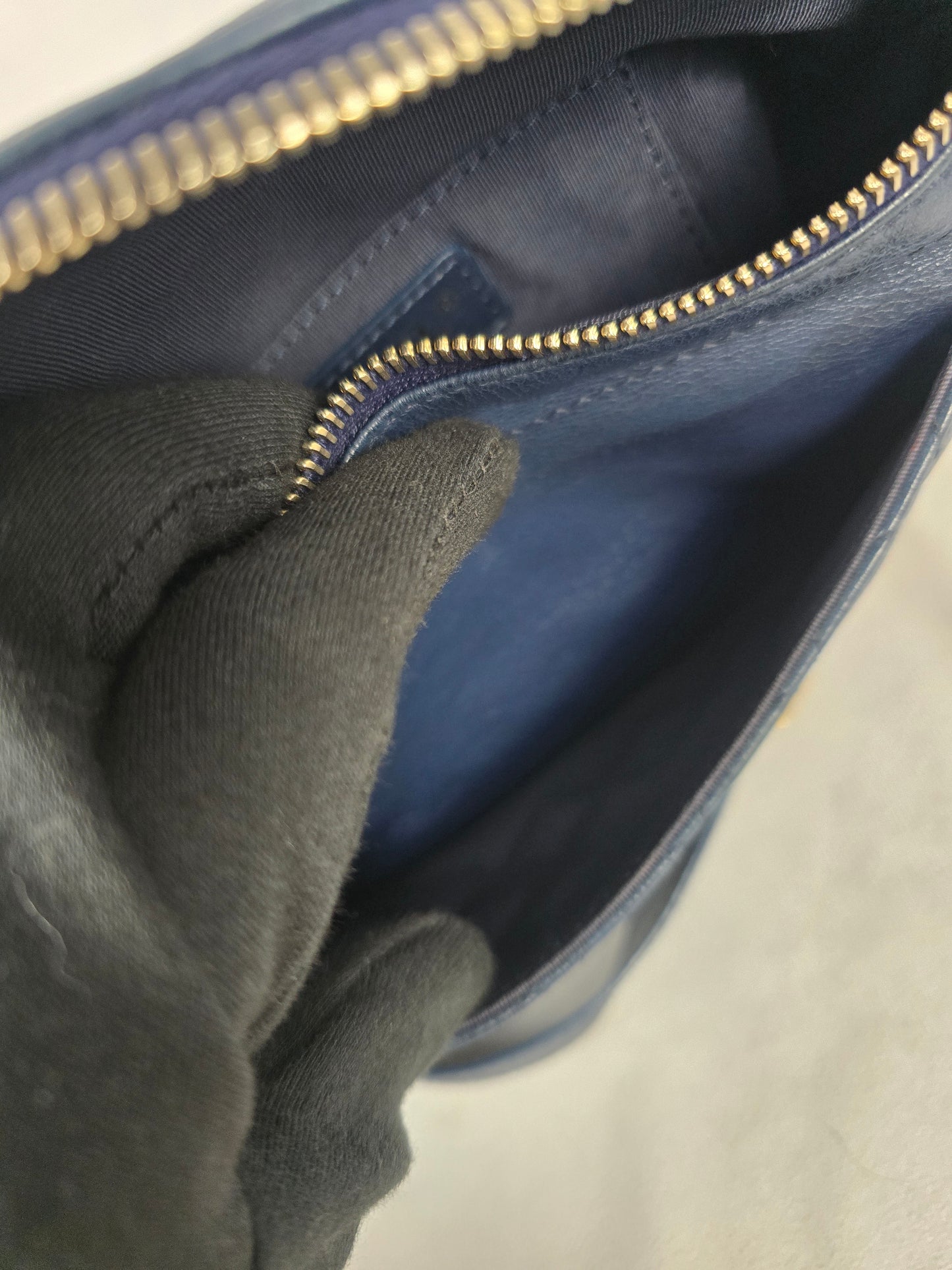 Chanel Bi Classic Waist Bag in Blue Glazed Quilted Lambskin
