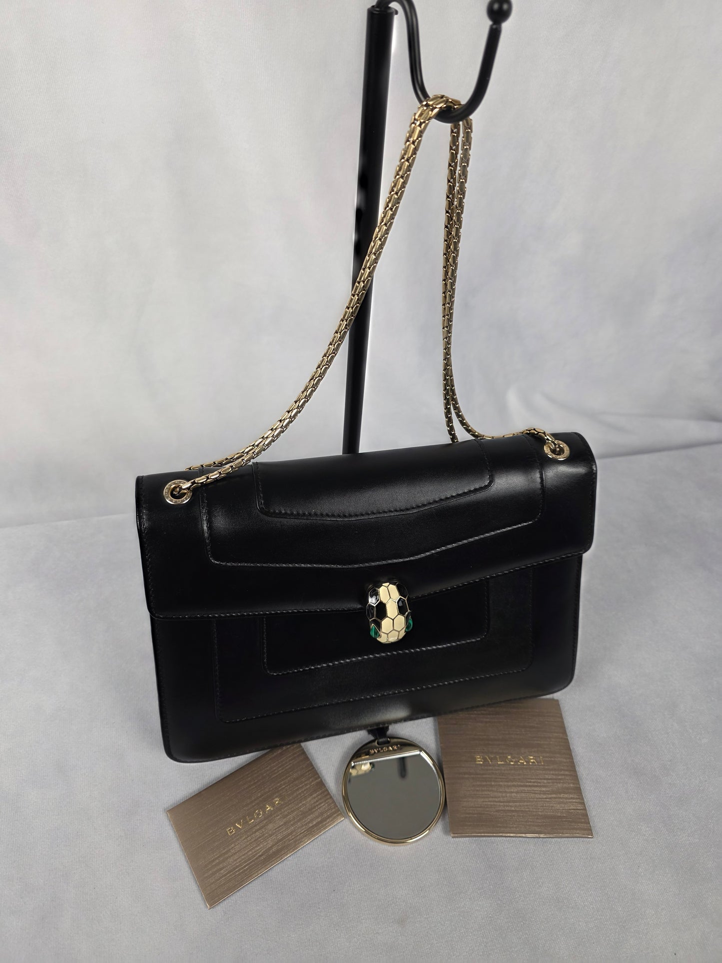 Bvlgari Serpenti Forever Crossbody Bag in Black Leather