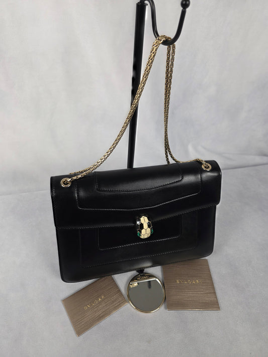 Bvlgari Serpenti Forever Crossbody Bag in Black Leather