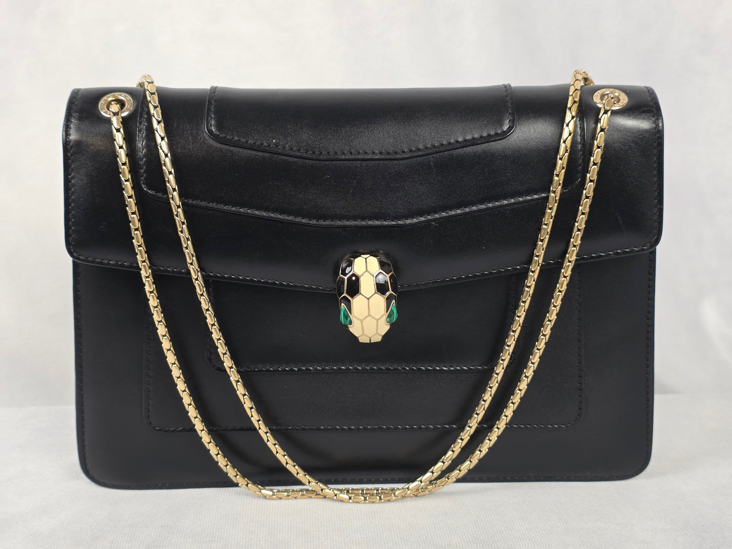 Bvlgari Serpenti Forever Crossbody Bag in Black Leather
