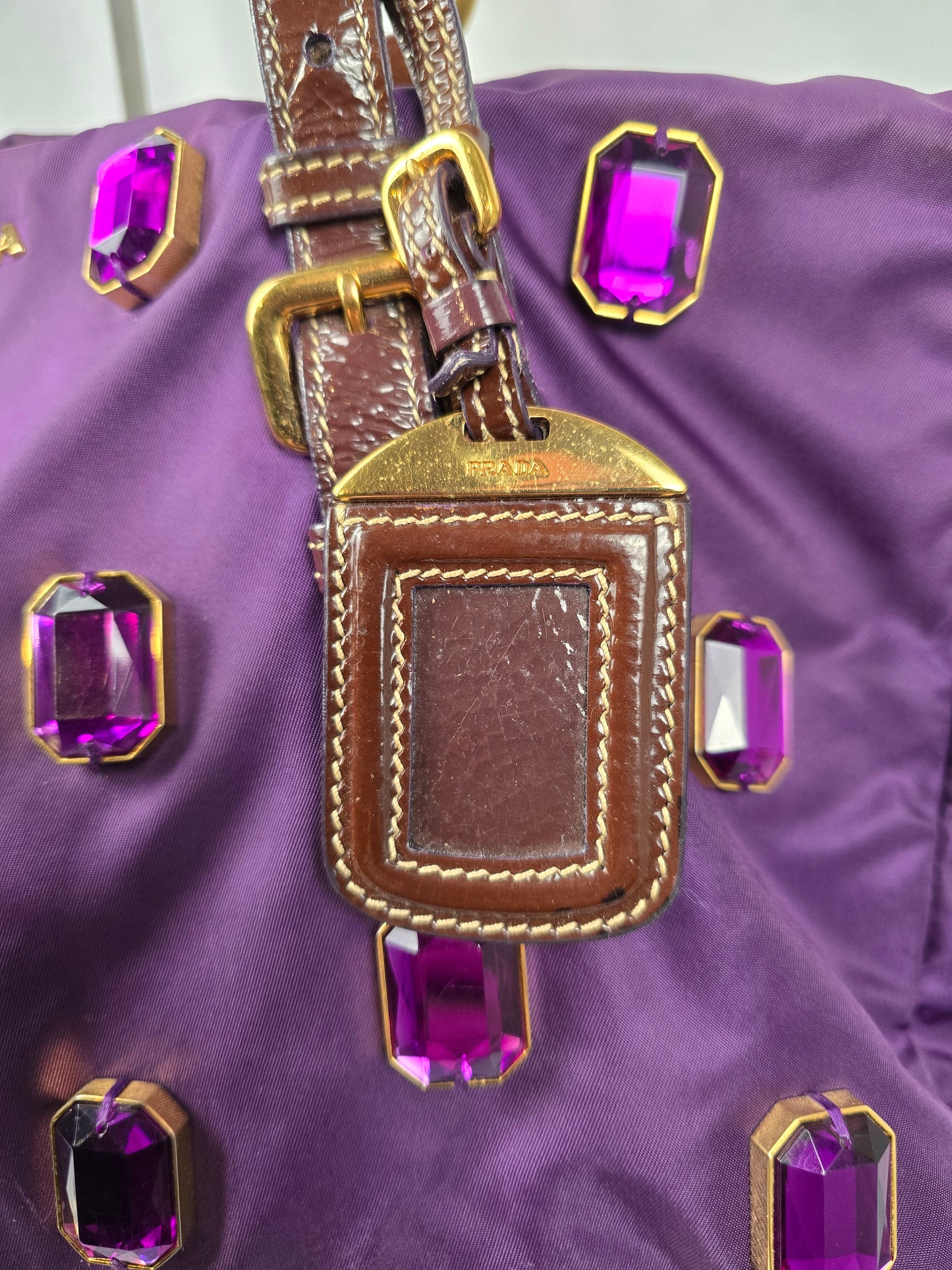 Prada Limited Edition Tessuto Pietre Jeweled Tote in Purple