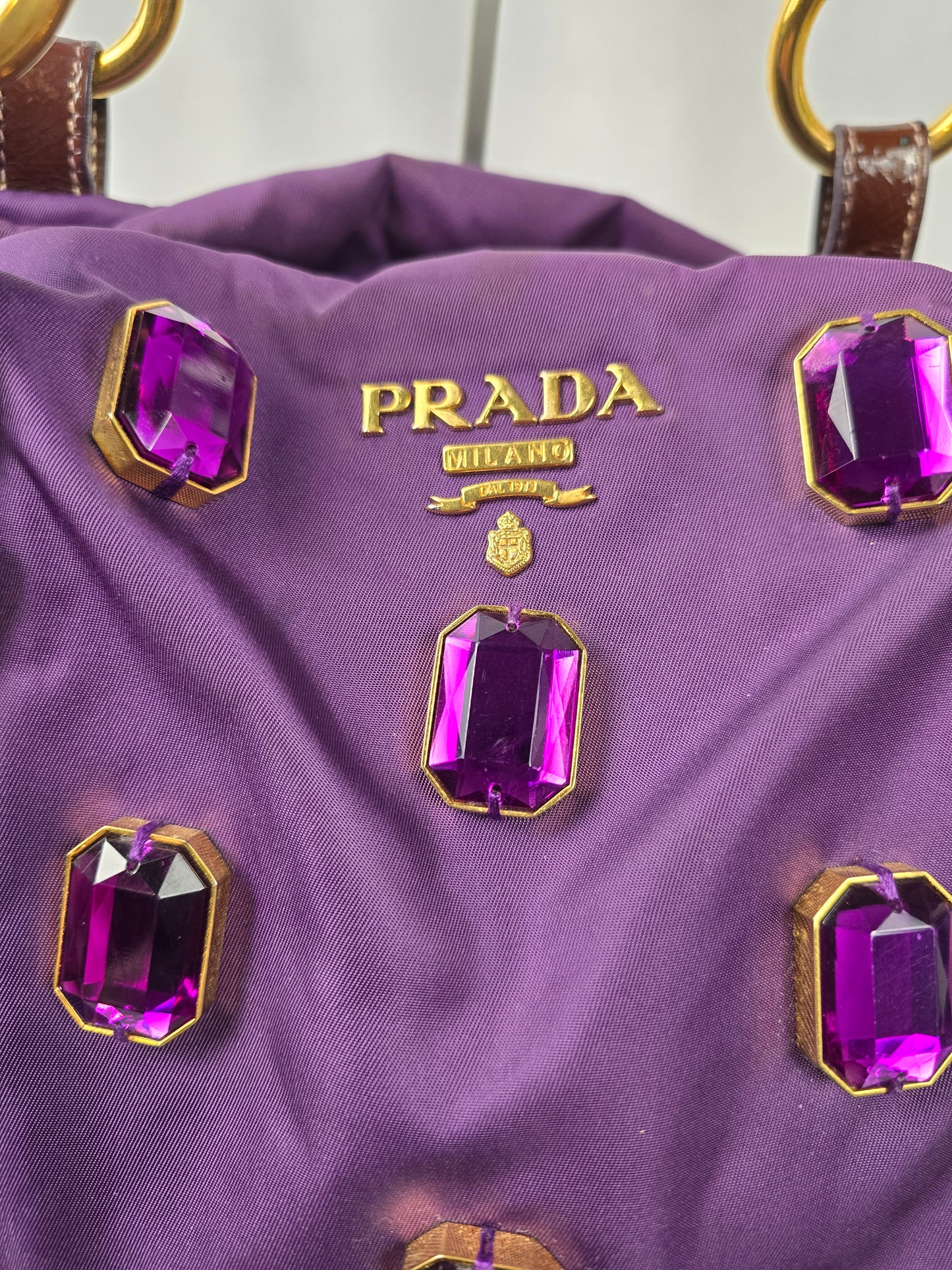 Prada Limited Edition Tessuto Pietre Jeweled Tote in Purple