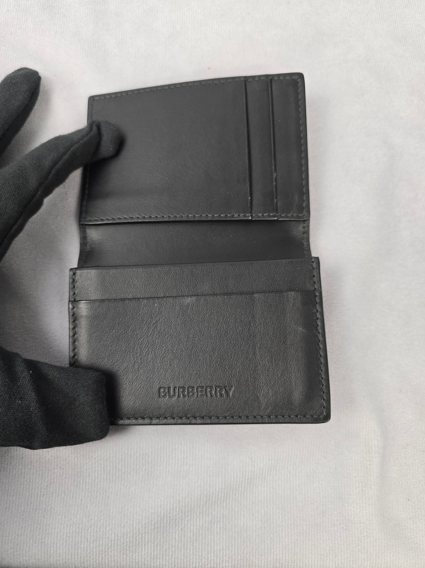 Burberry Black Gray Bifold Check Card Case
