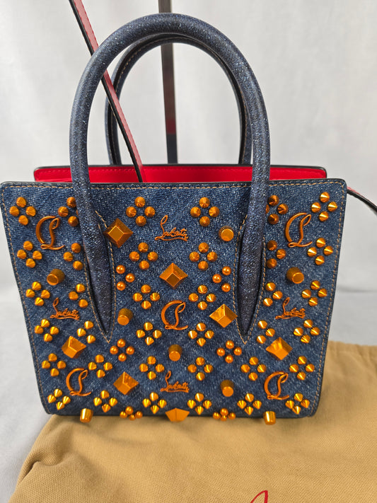 Christian Louboutin Paloma Mini Tote in Blue Denim/Leather Trim