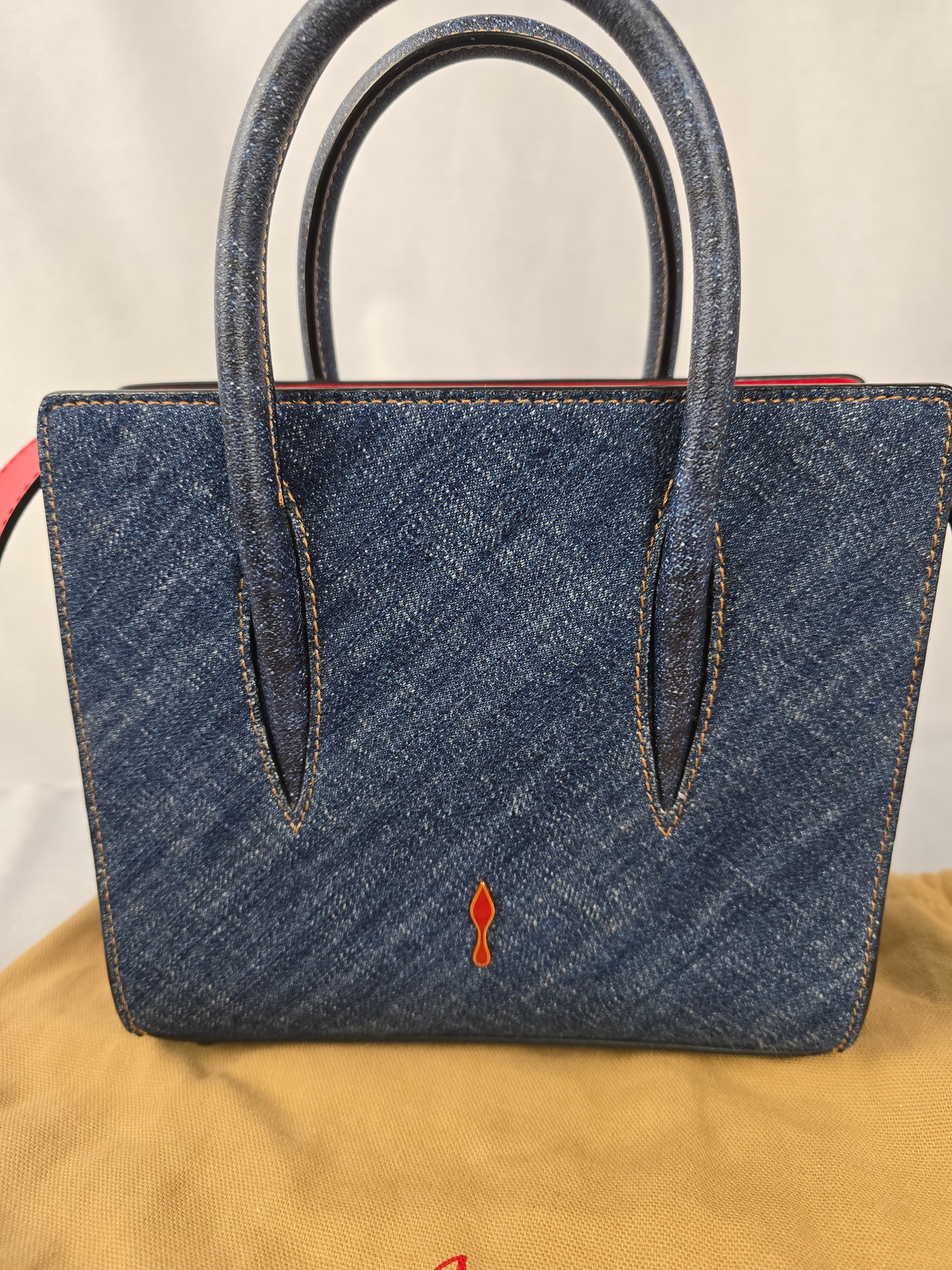 Christian Louboutin Paloma Mini Tote in Blue Denim/Leather Trim