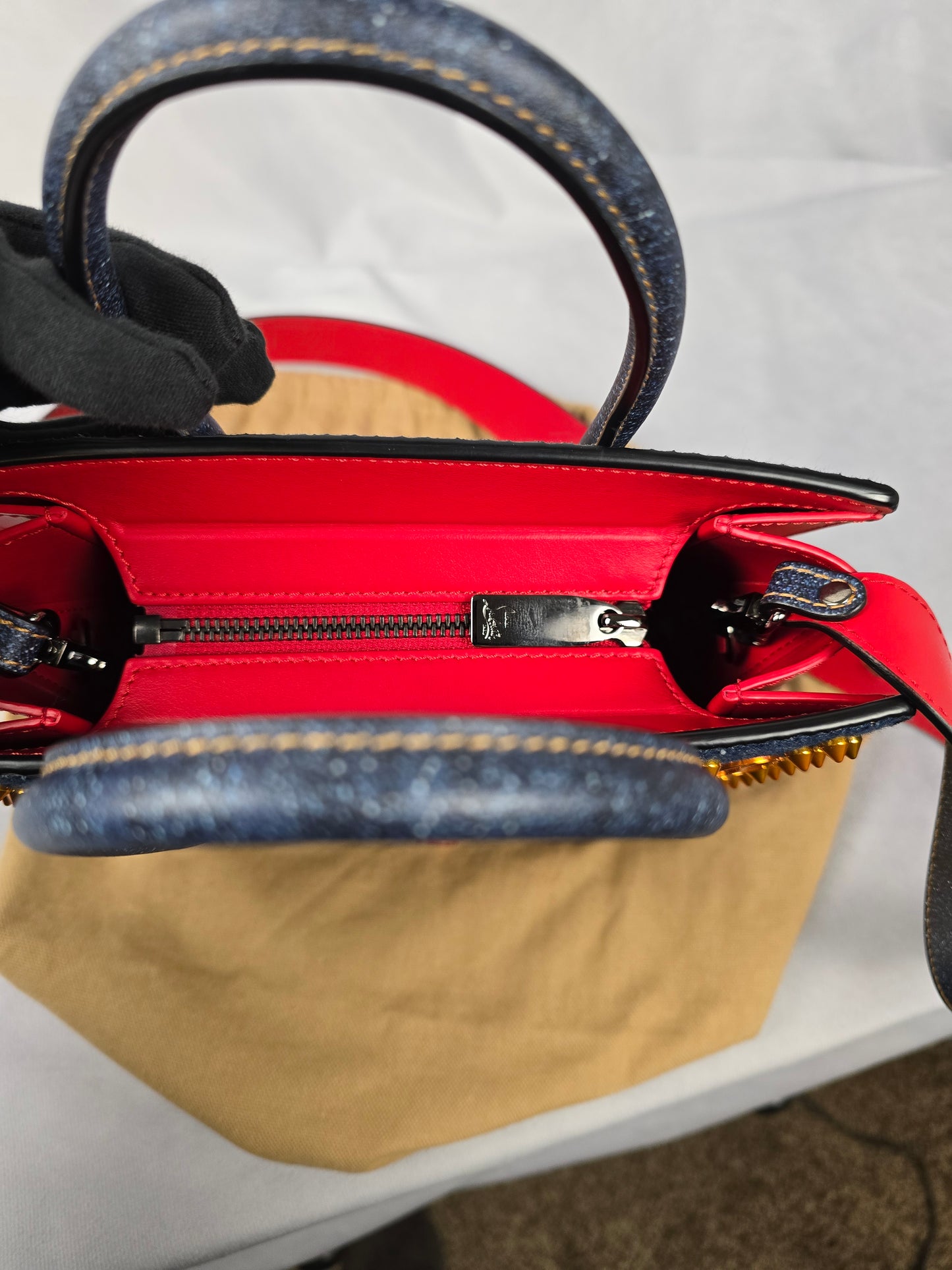 Christian Louboutin Paloma Mini Tote in Blue Denim/Leather Trim