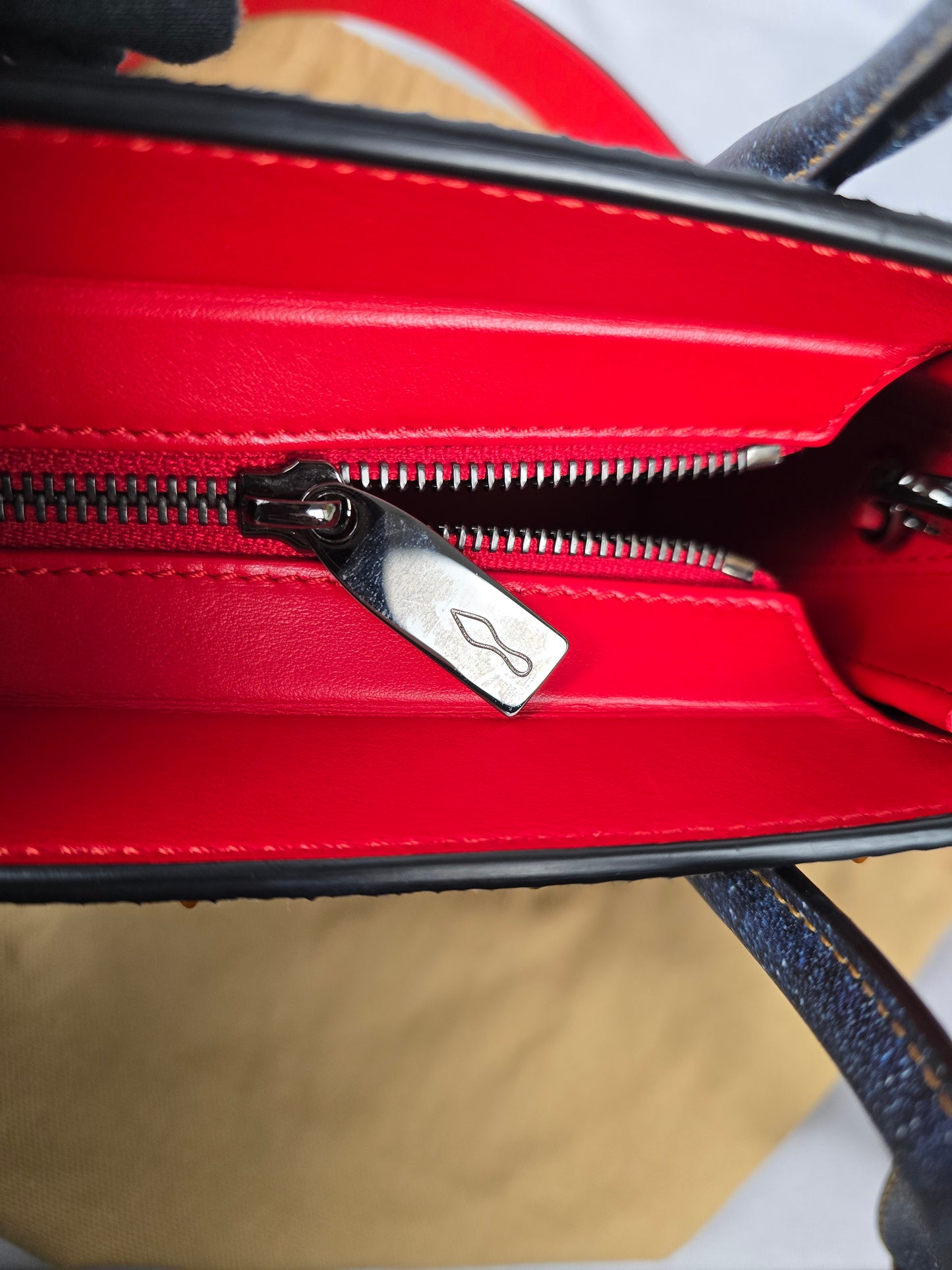 Christian Louboutin Paloma Mini Tote in Blue Denim/Leather Trim
