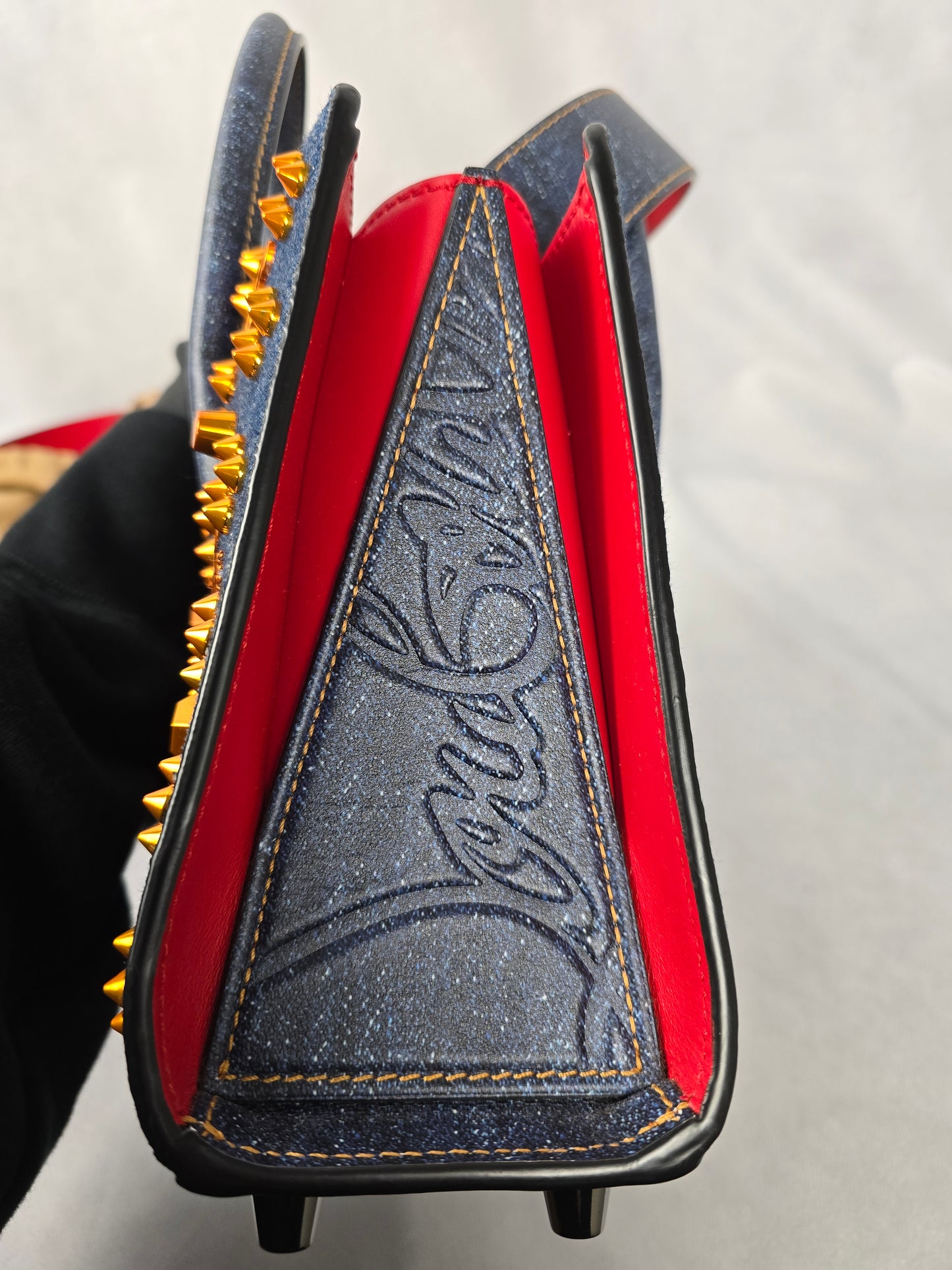 Christian Louboutin Paloma Mini Tote in Blue Denim/Leather Trim