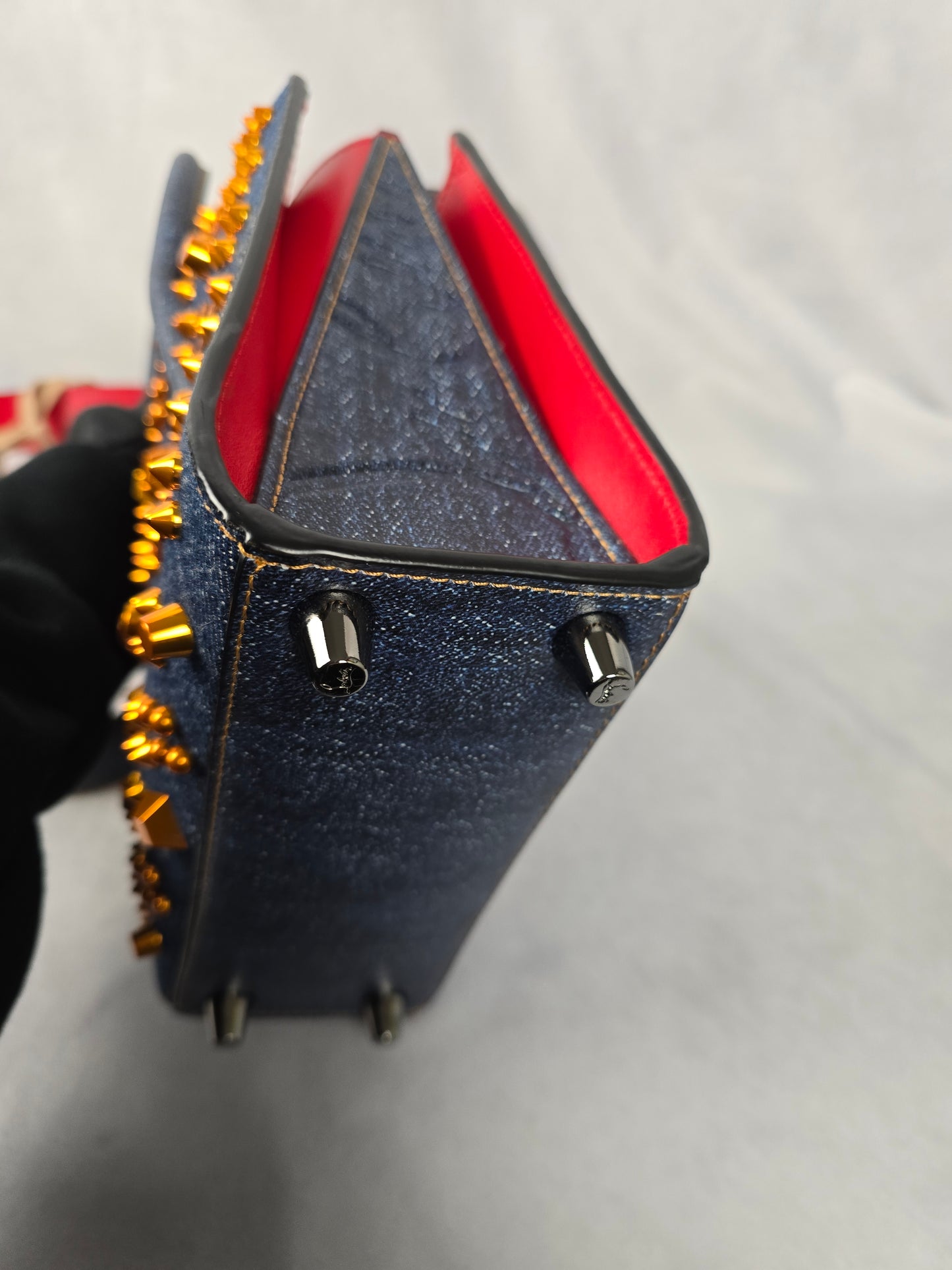 Christian Louboutin Paloma Mini Tote in Blue Denim/Leather Trim