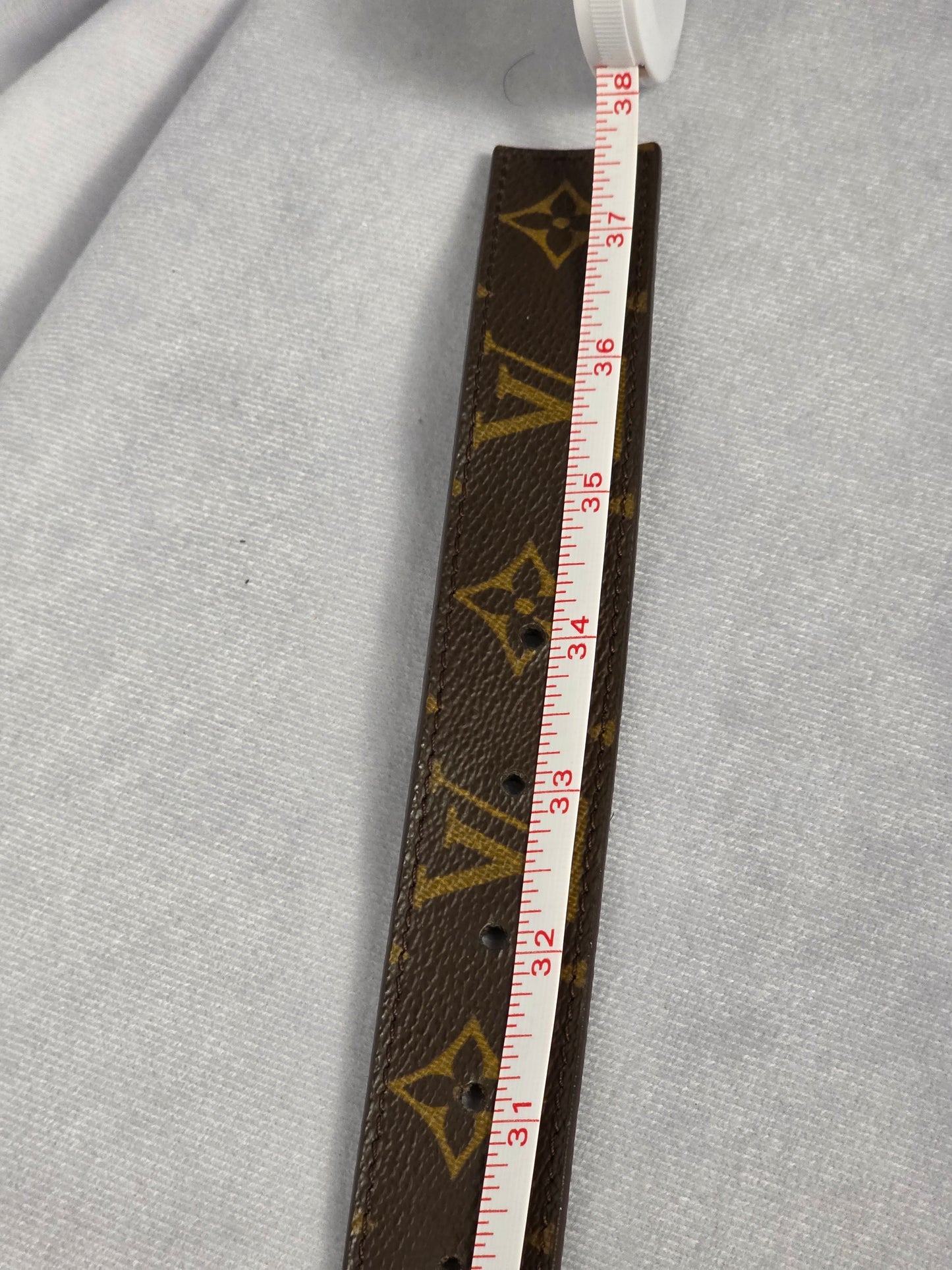 Louis Vuitton Monogram Belt with Silver Buckle, Size 85 (33 1/2")