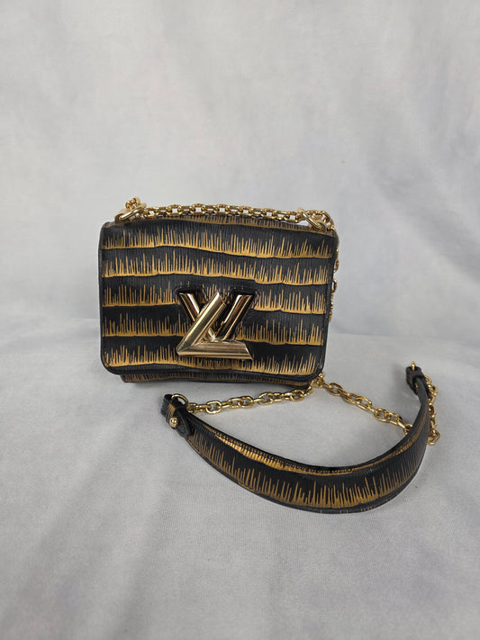 LOUIS VUITTON BLACK/GOLD EPI PRINTED TWIST PM SHOULDER BAG