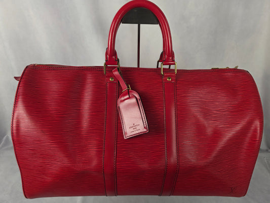 Louis Vuitton Vintage Red Epi Keepall 50