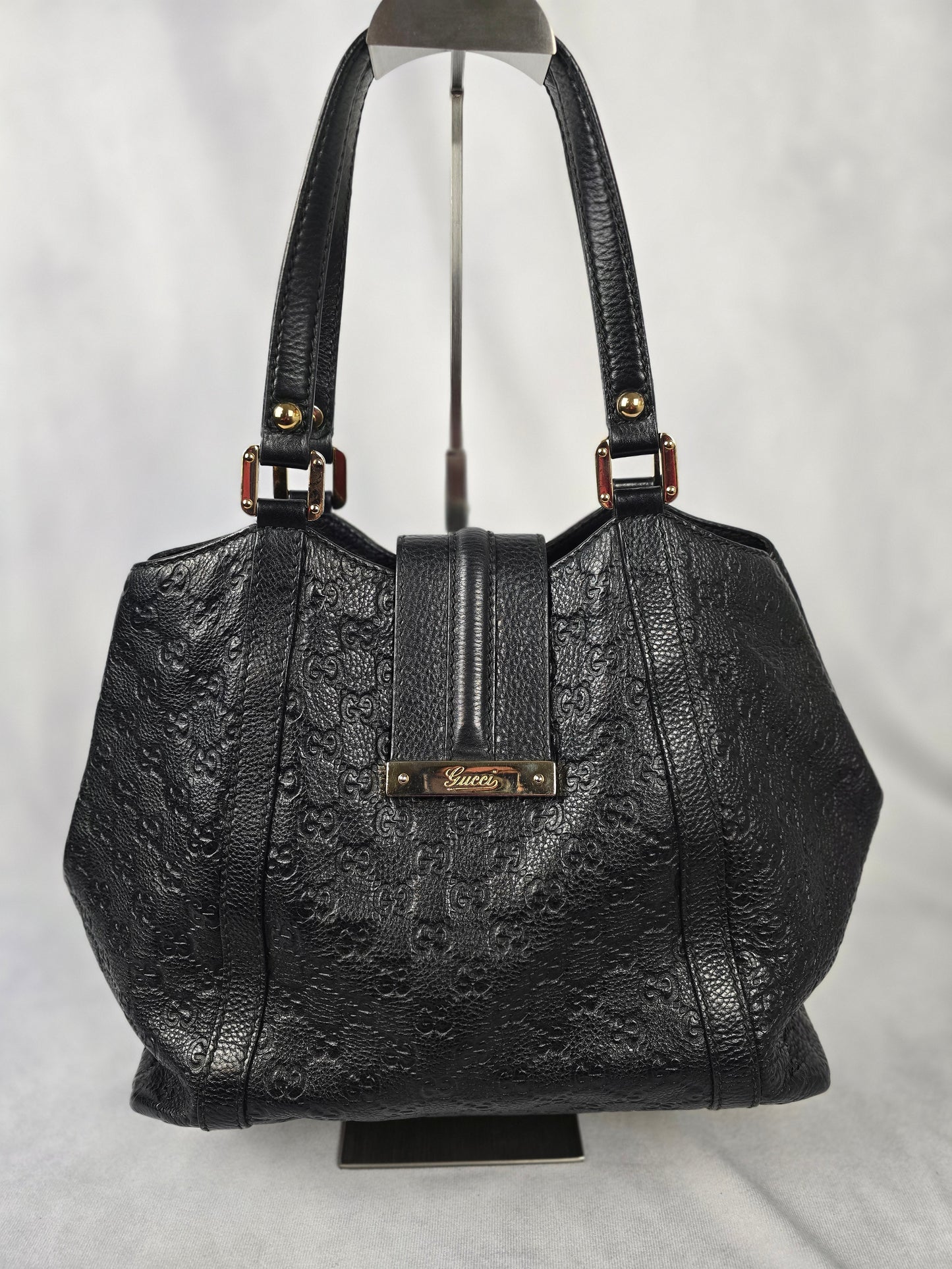 Gucci Guccissima Black Leather Tote Bag