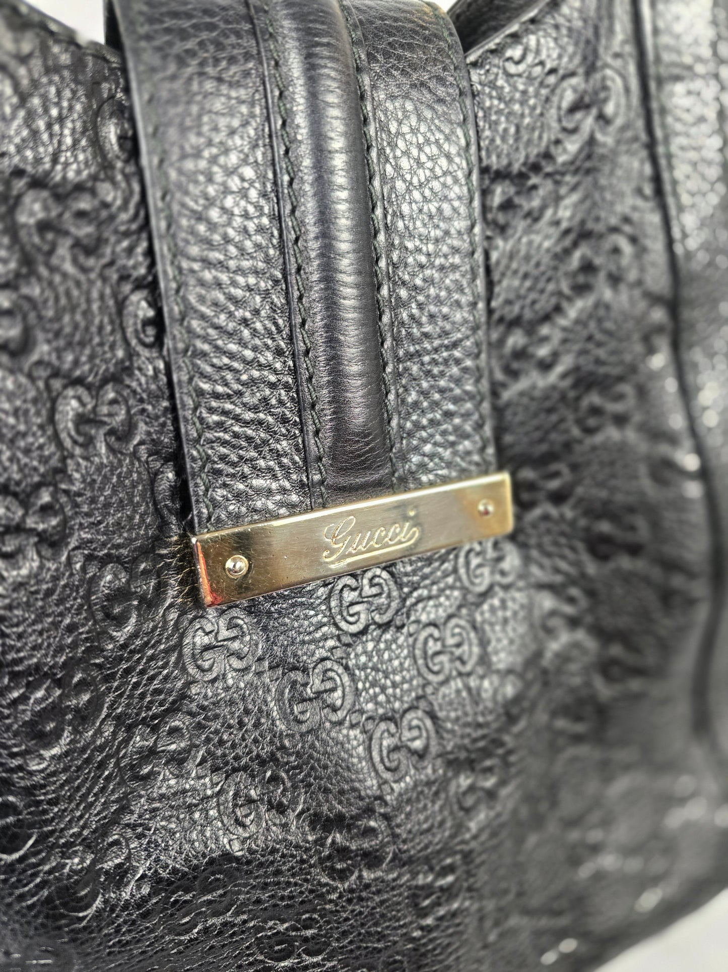 Gucci Guccissima Black Leather Tote Bag