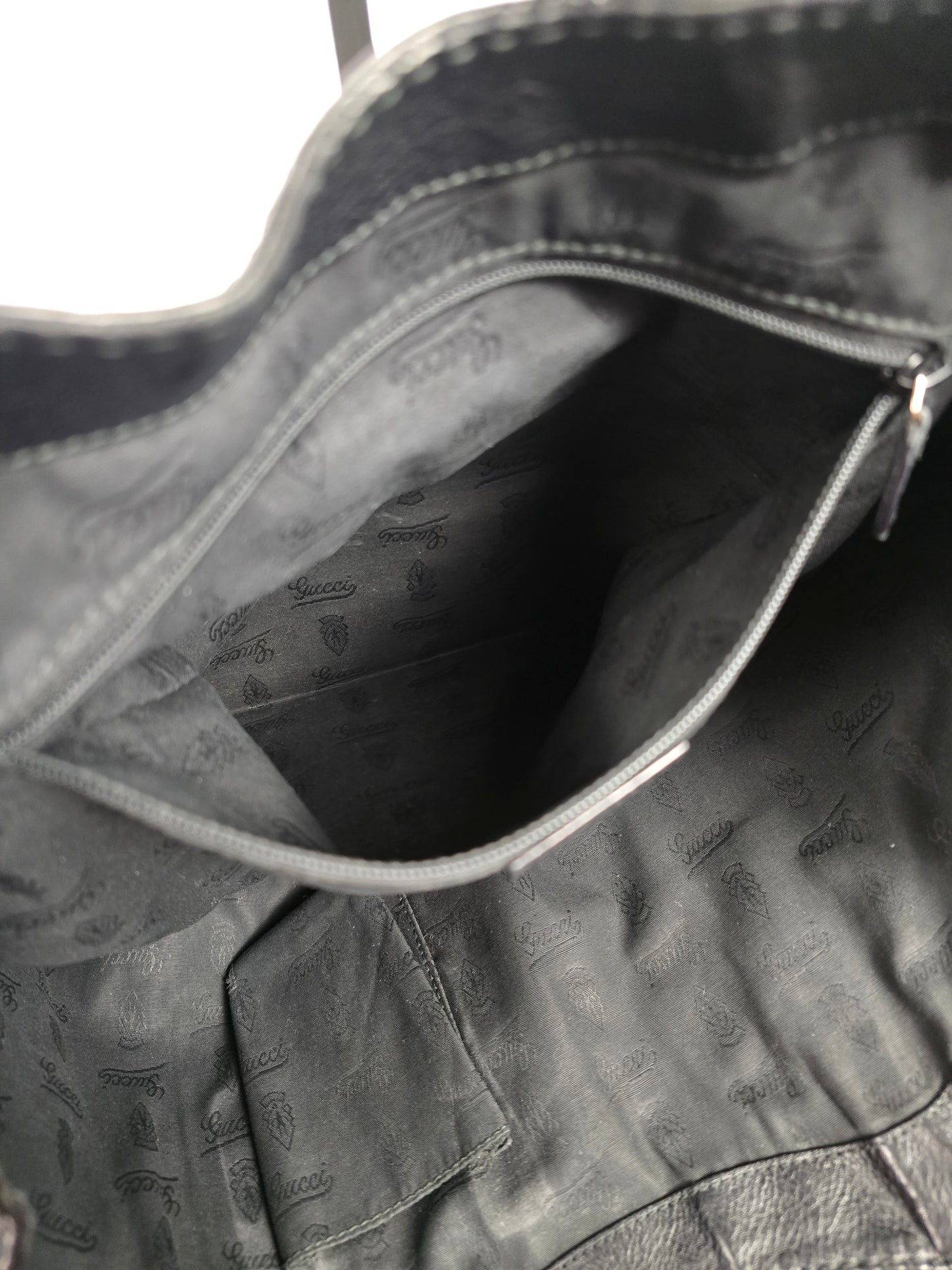 Gucci Guccissima Black Leather Tote Bag
