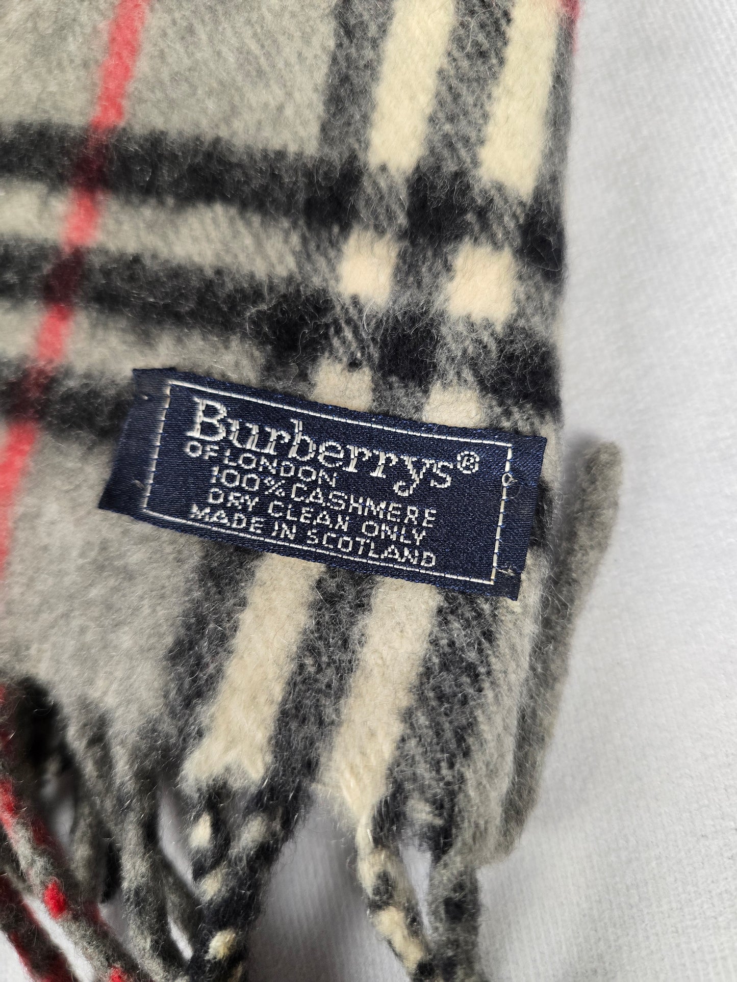 Burberry Gray Nova Check Cashmere Plaid 54" Scarf